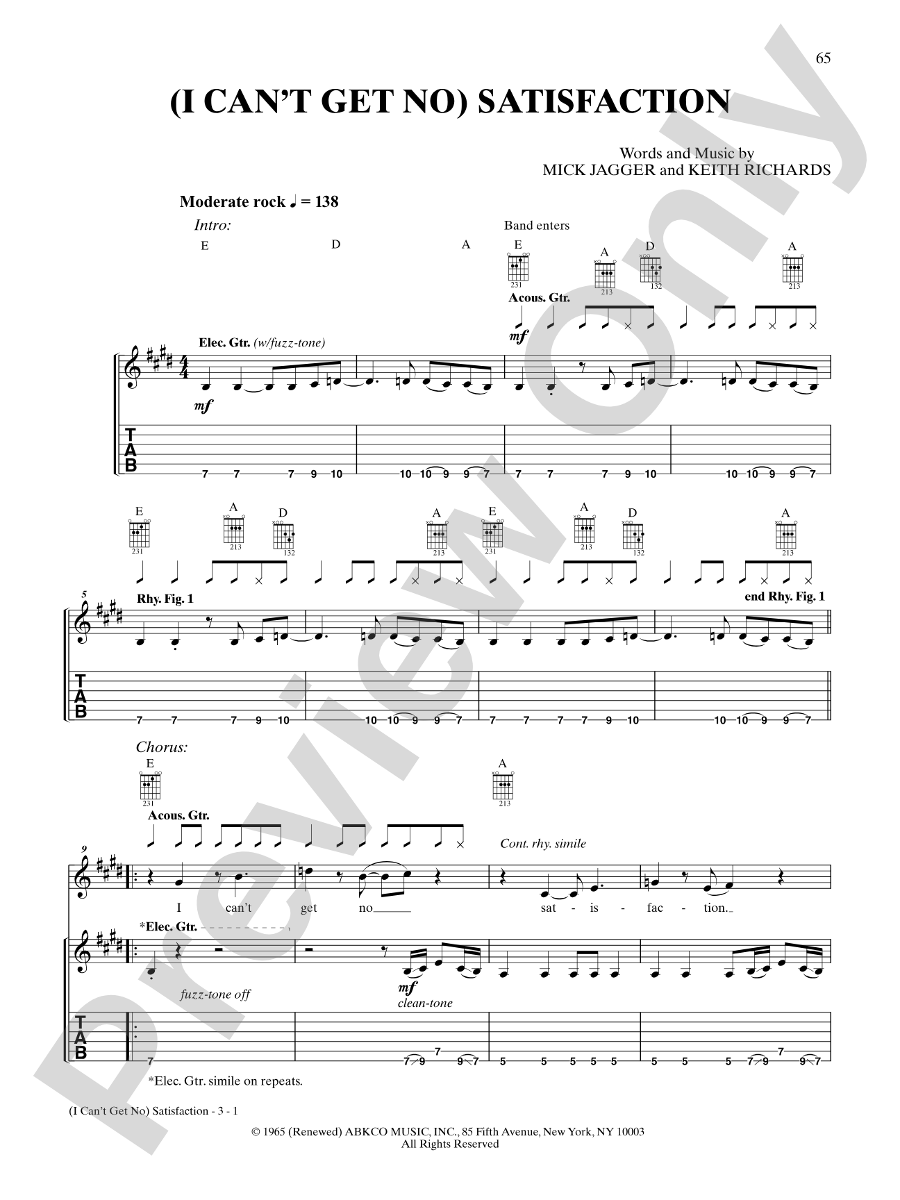(I Can't Get No) Satisfaction: Guitar TAB