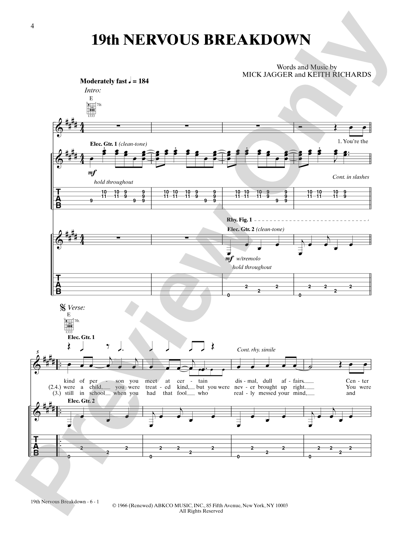19th Nervous Breakdown: Guitar TAB