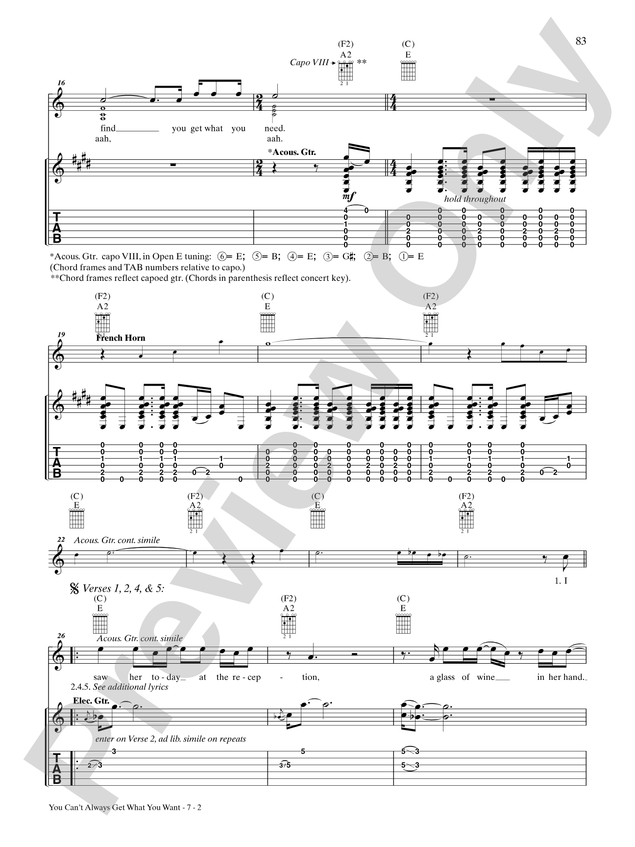 You Can't Always Get What You Want: Guitar TAB
