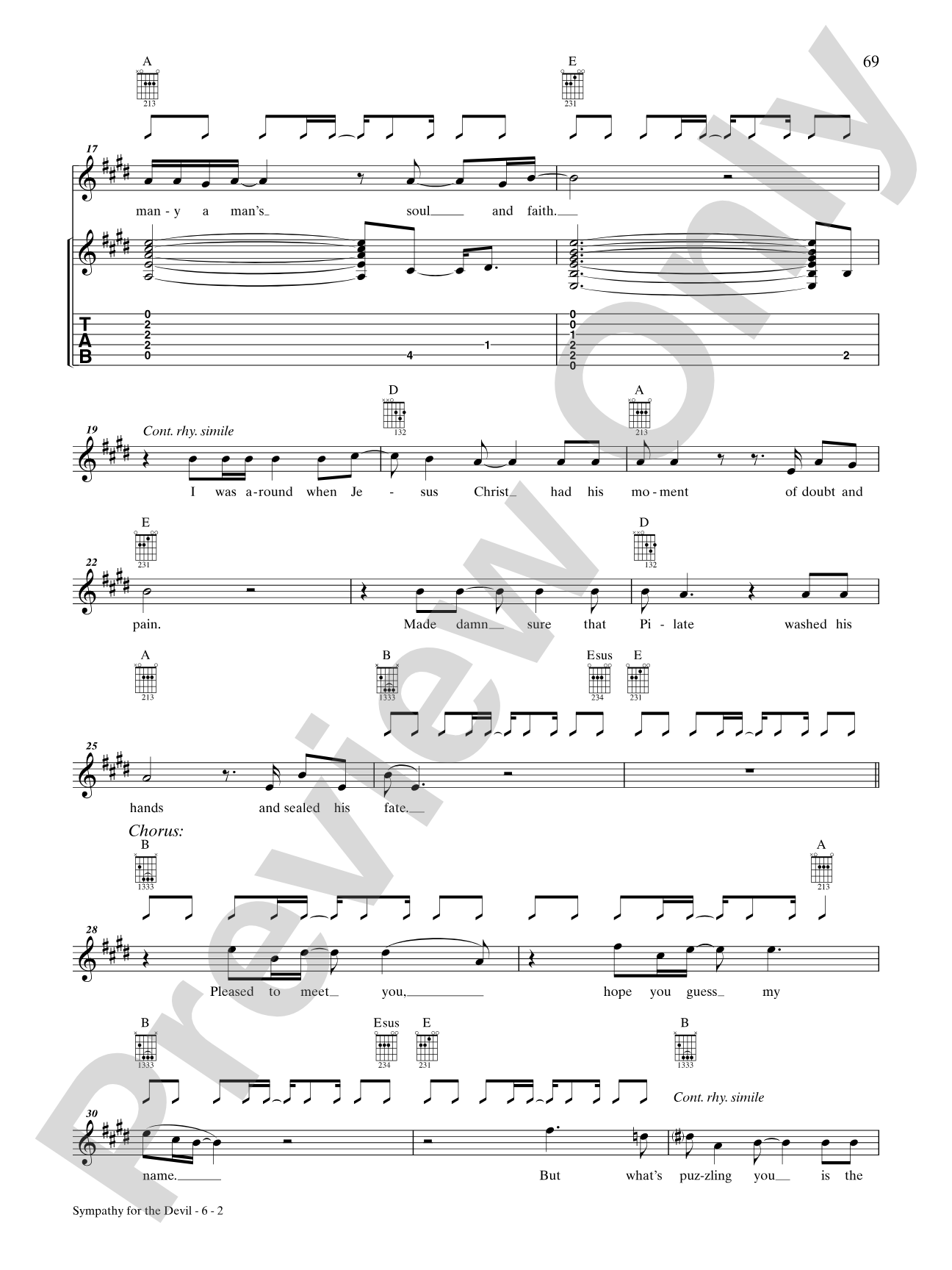 Sympathy for the Devil: Guitar TAB