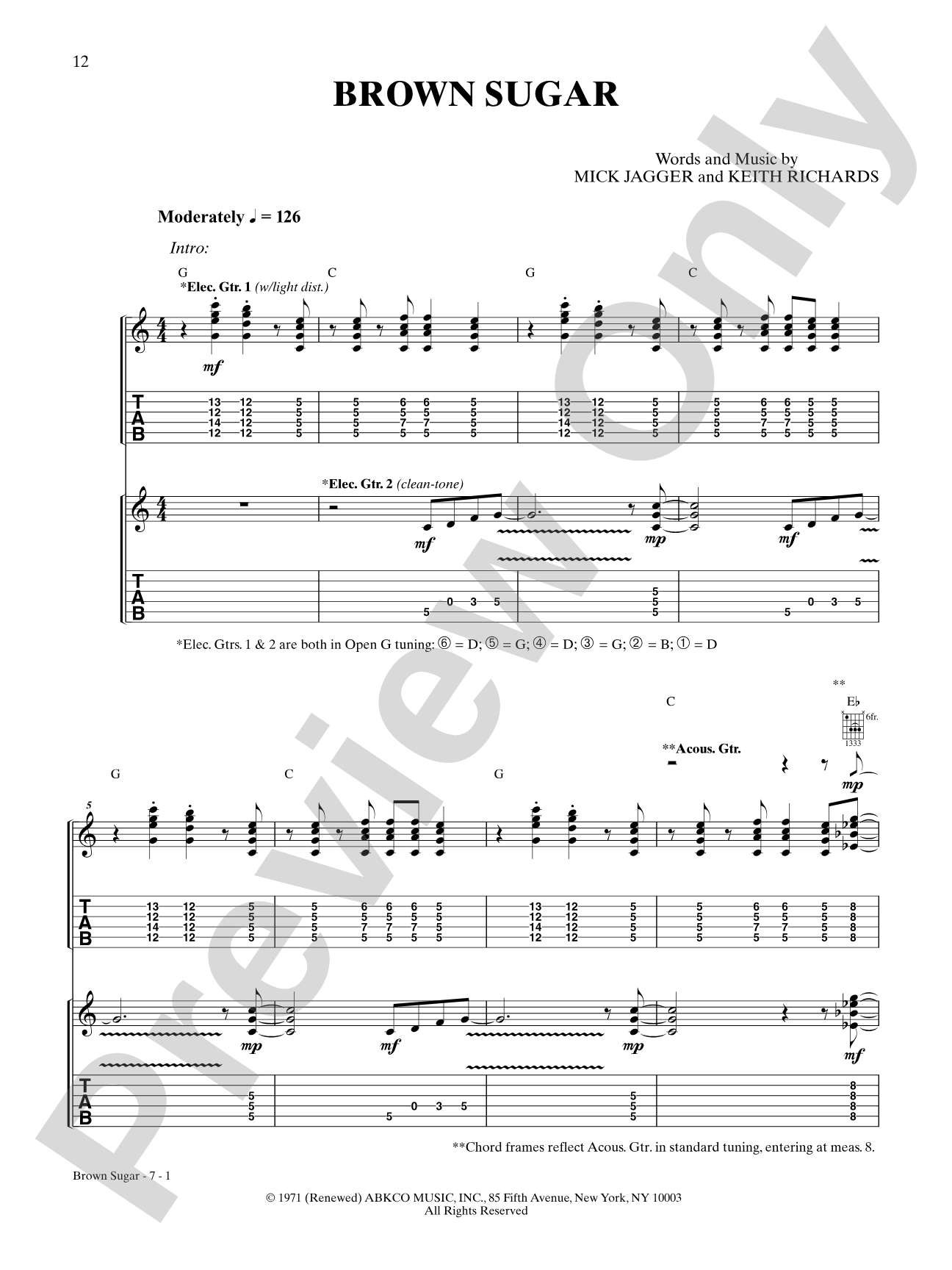 Brown Sugar: Guitar TAB