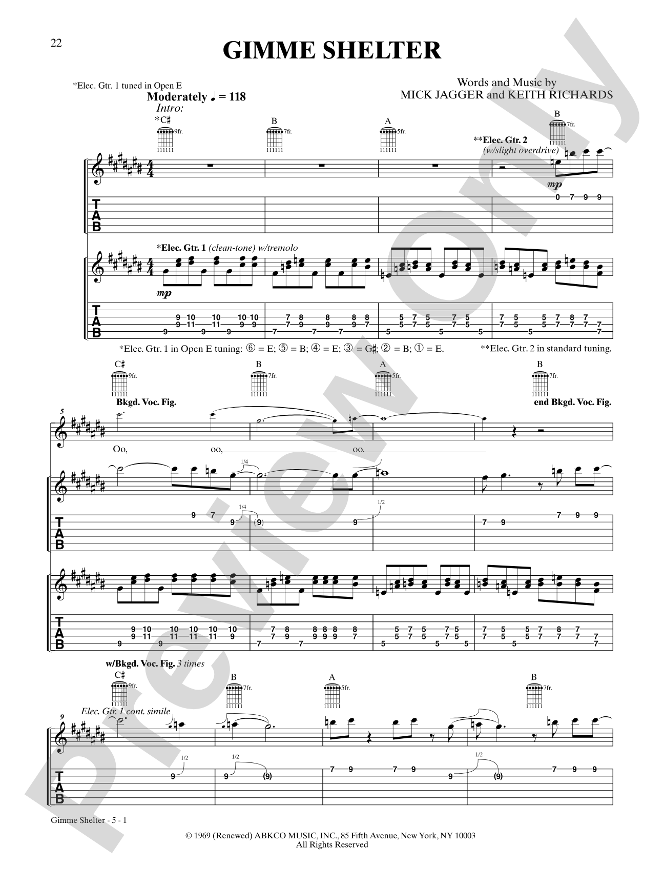 Gimme Shelter: Guitar TAB