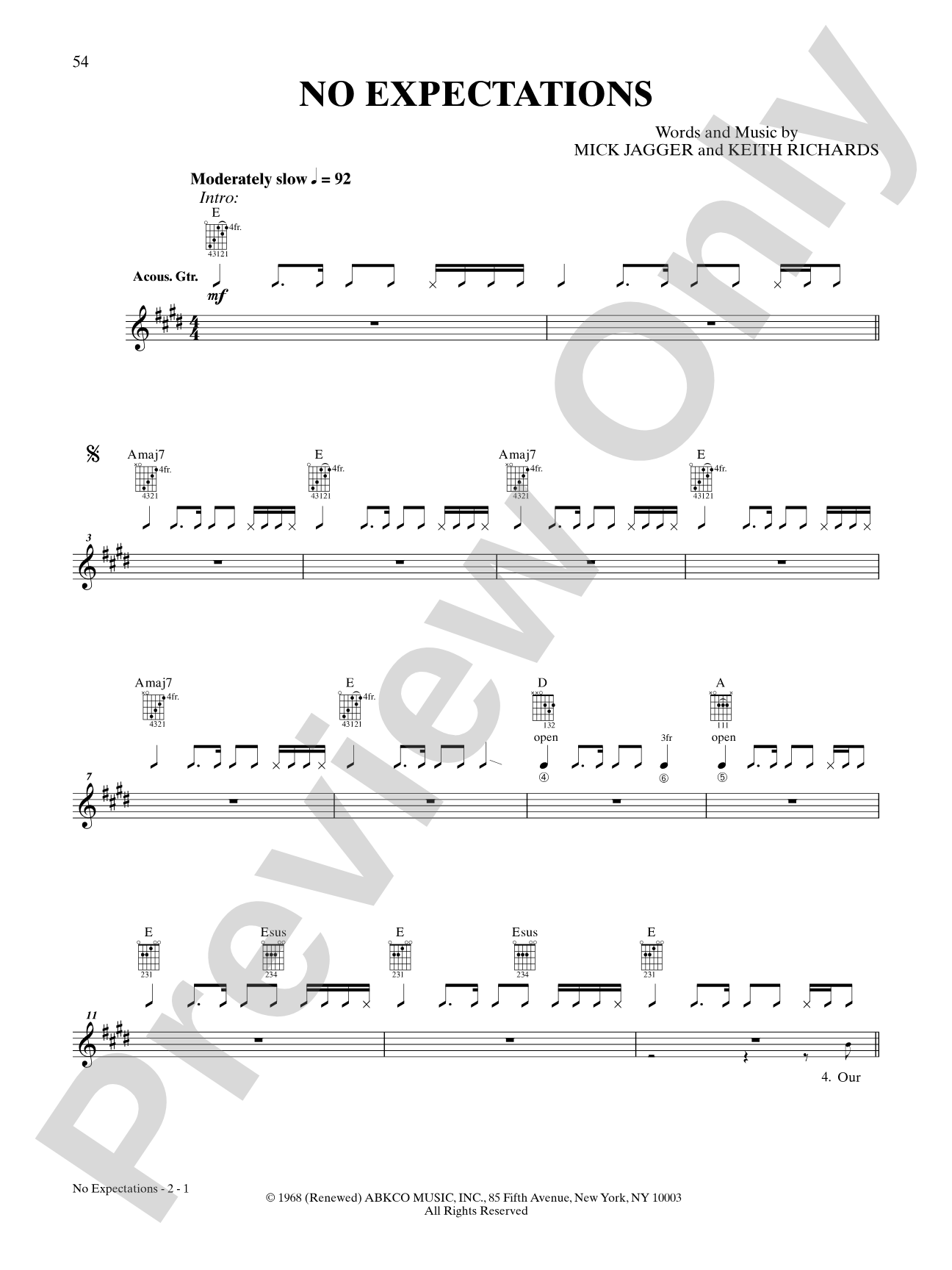 No Expectations: Guitar TAB