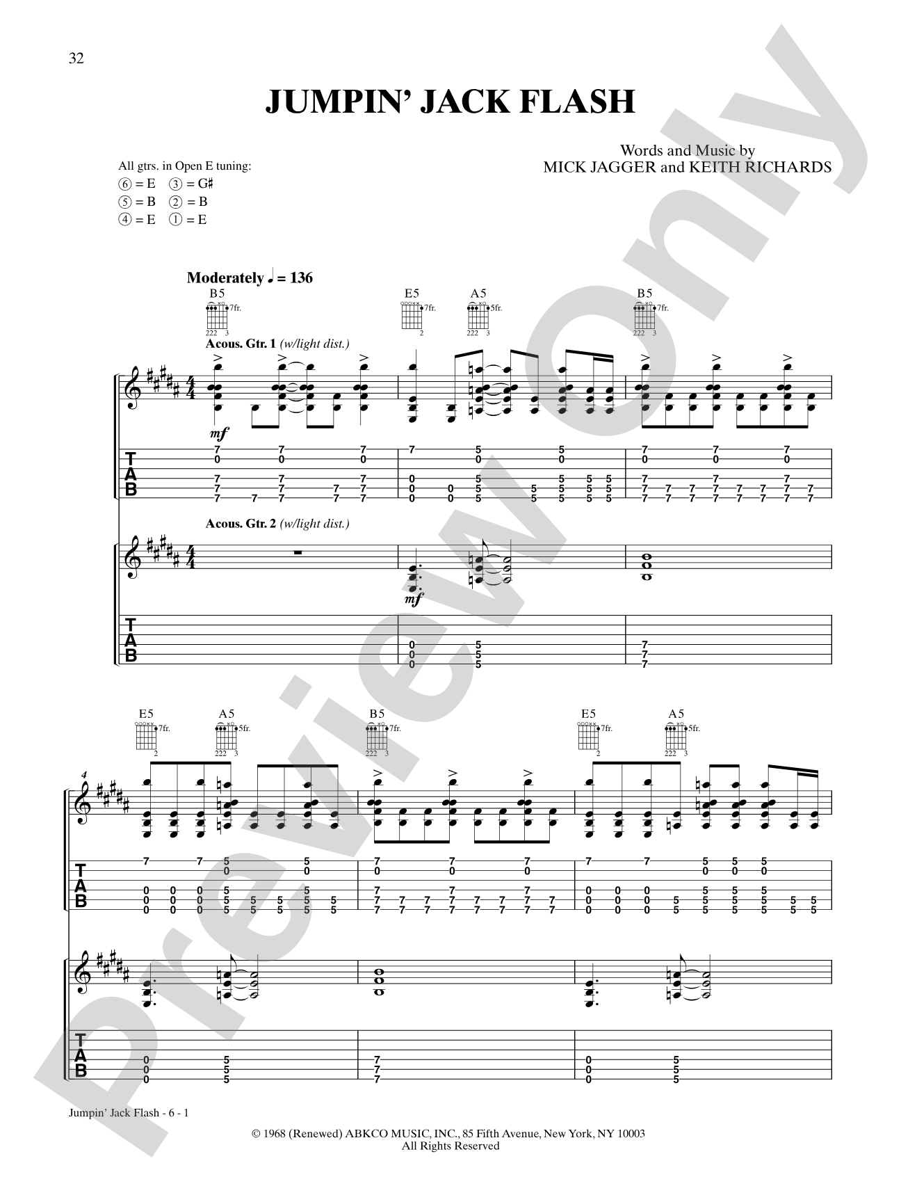 Jumpin' Jack Flash: Guitar TAB