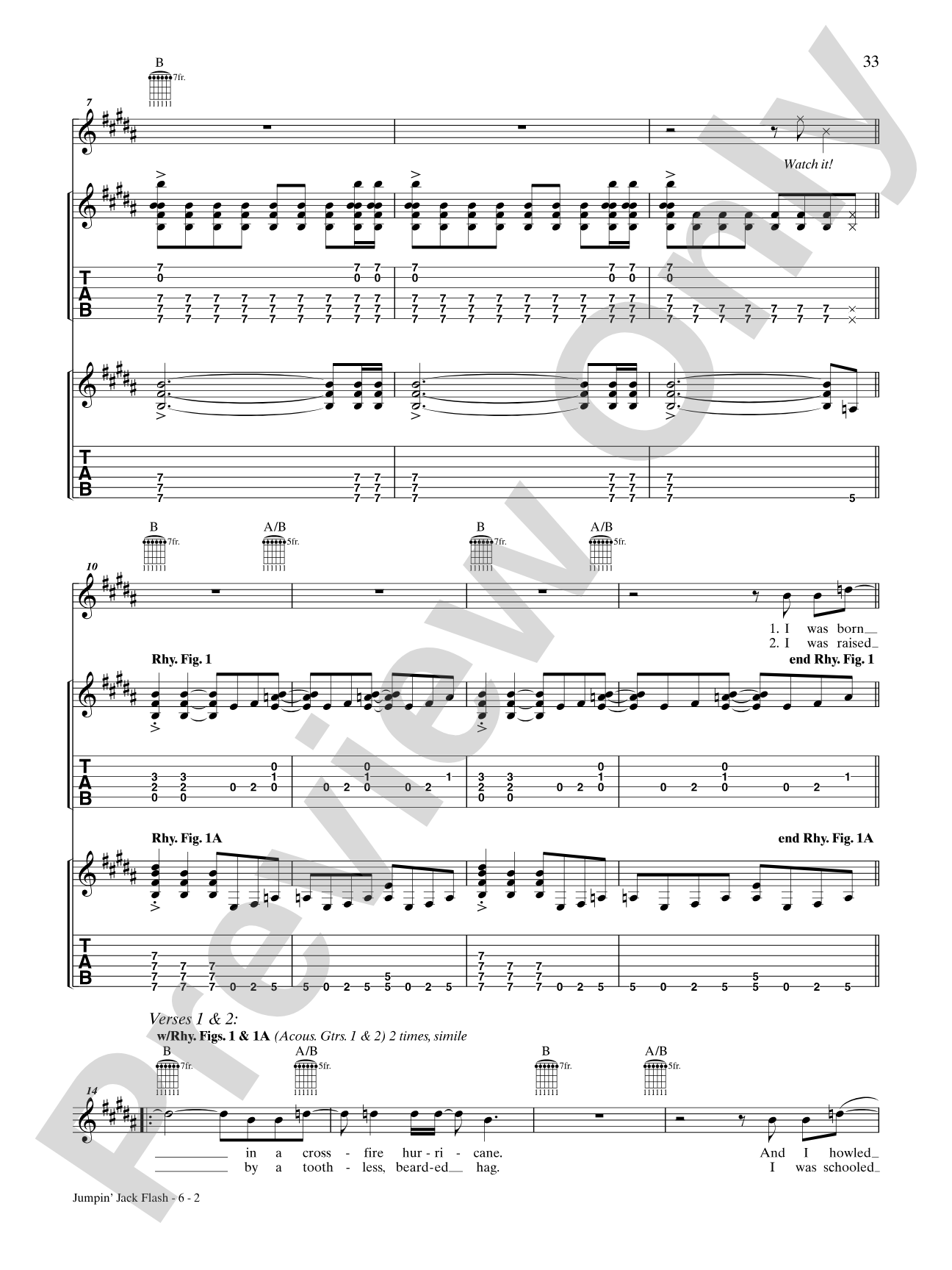 Jumpin' Jack Flash: Guitar TAB