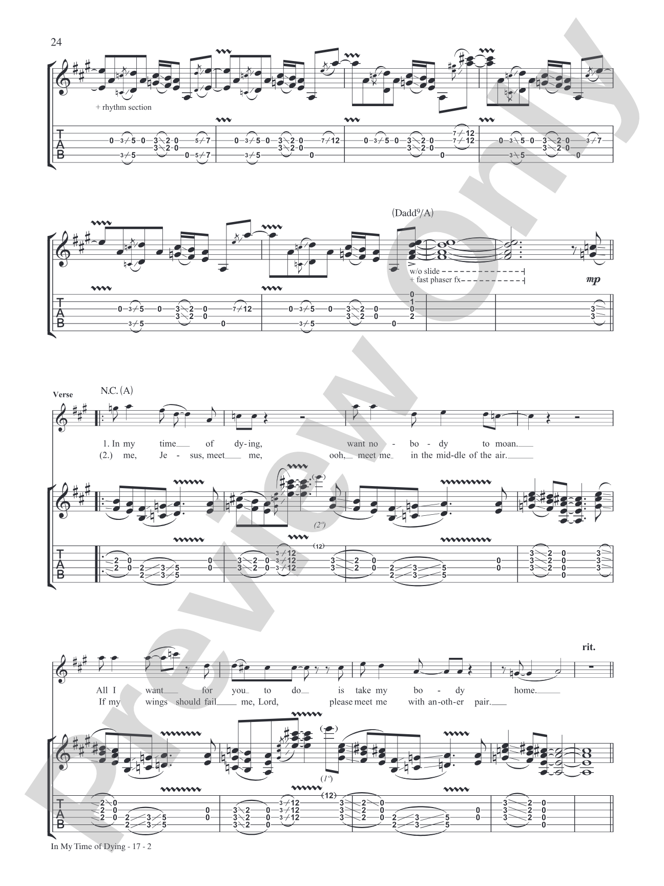 In My Time of Dying: Authentic Guitar TAB