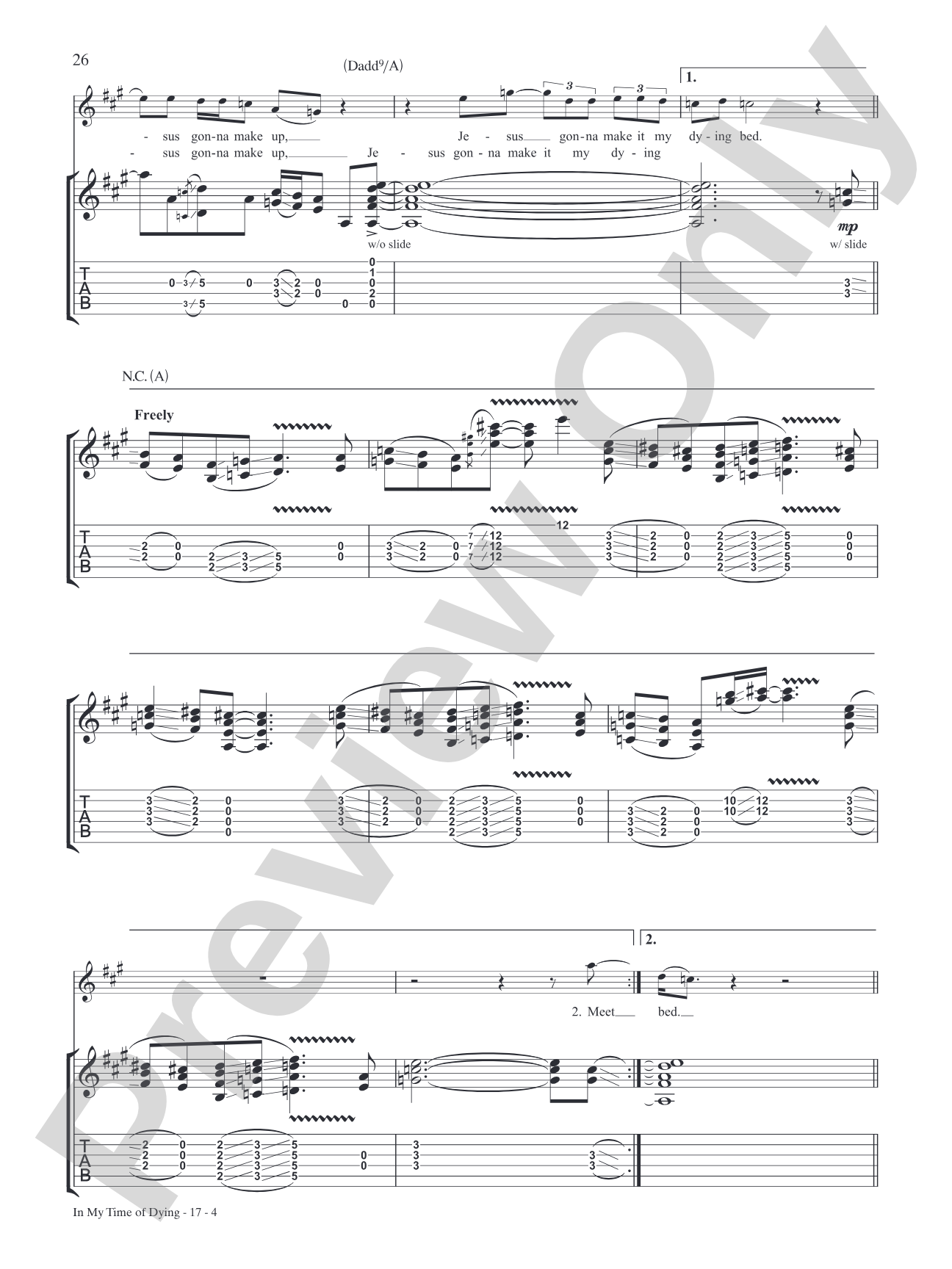 In My Time of Dying: Authentic Guitar TAB