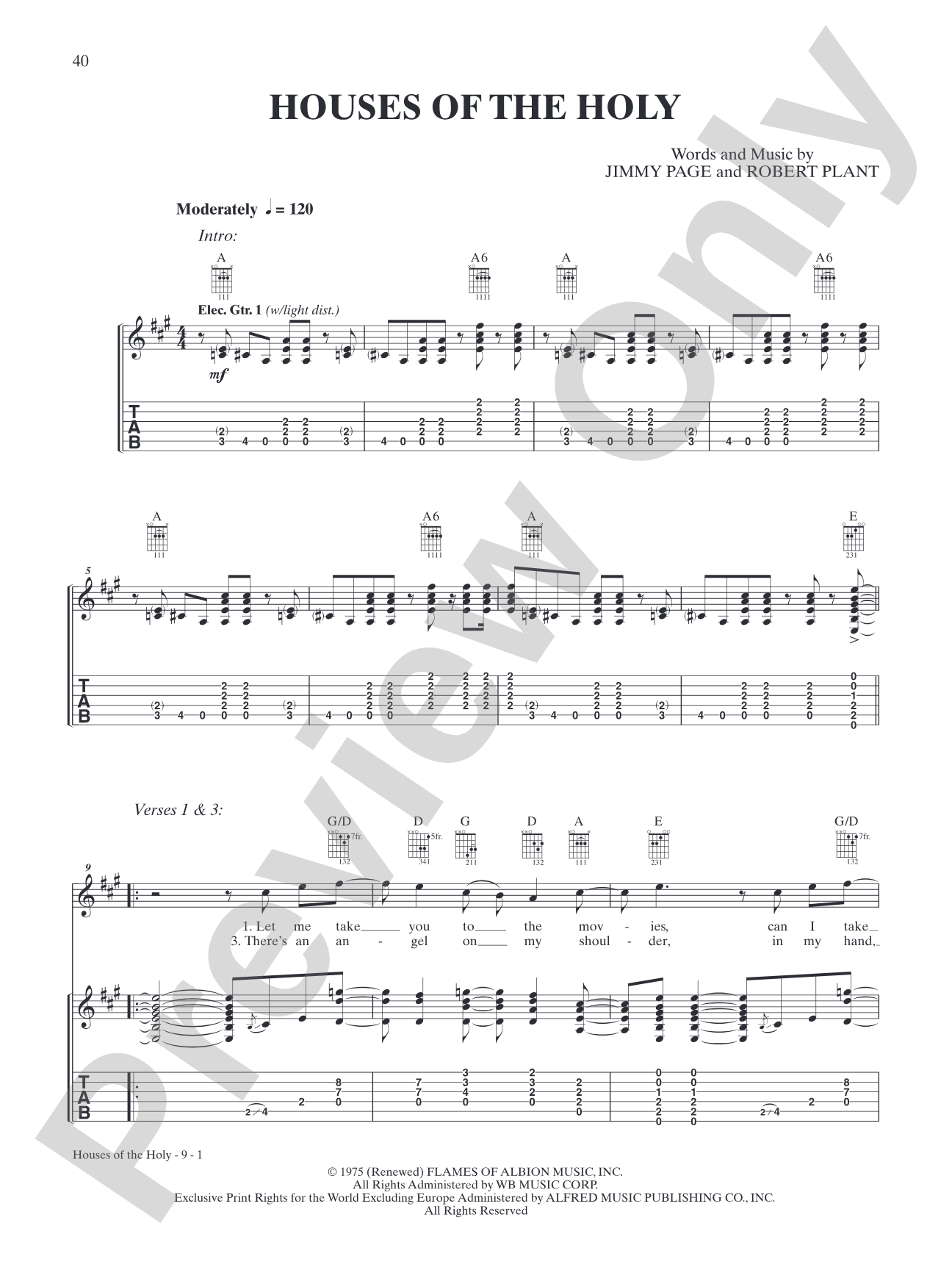 Houses of the Holy: Authentic Guitar TAB