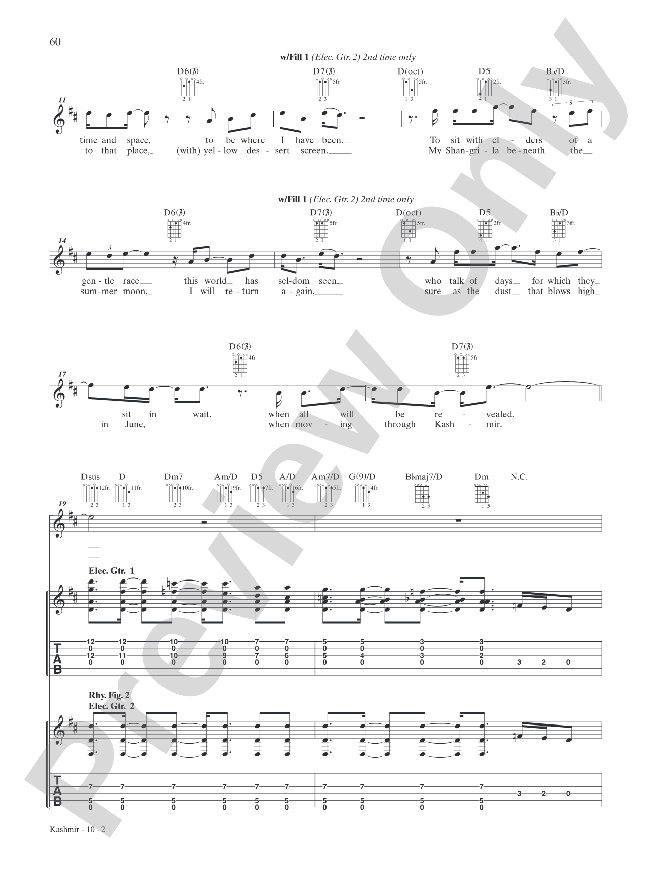 Kashmir: Authentic Guitar TAB