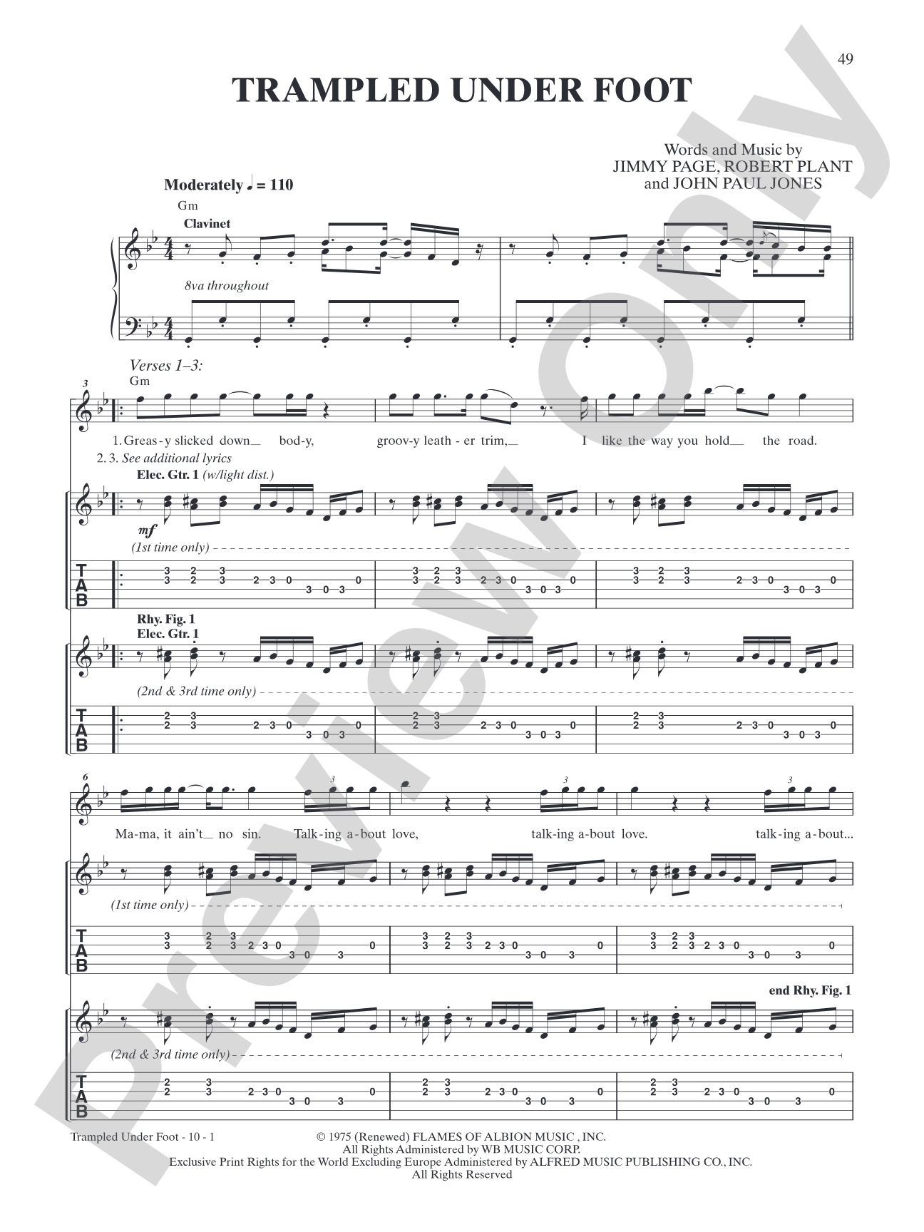 Trampled Under Foot: Authentic Guitar TAB