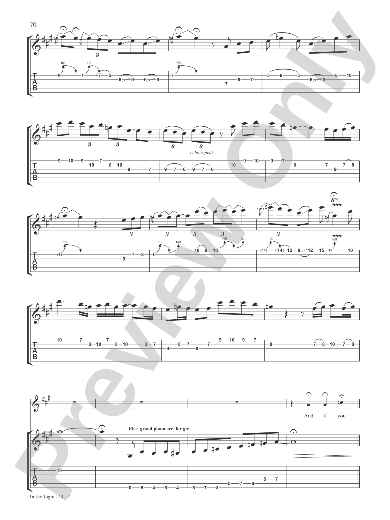 In the Light: Authentic Guitar TAB
