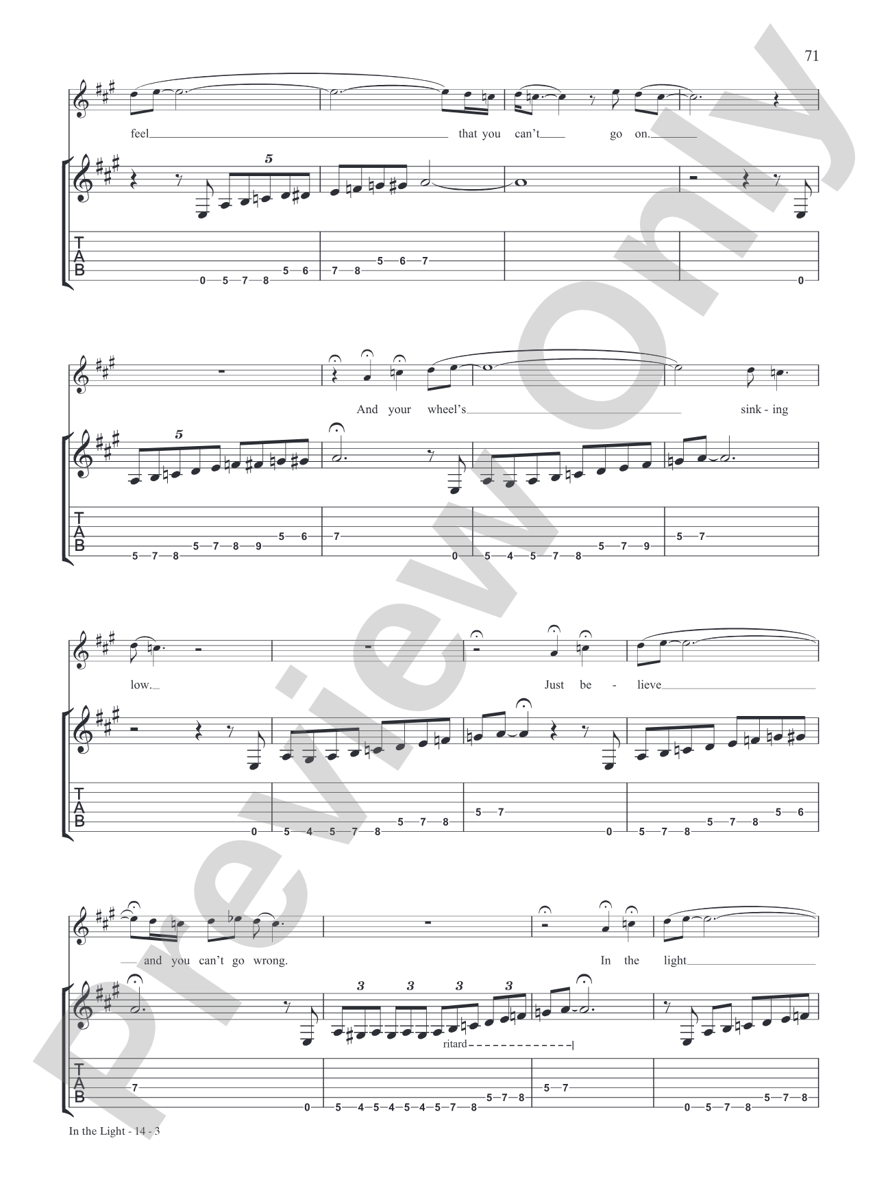 In the Light: Authentic Guitar TAB