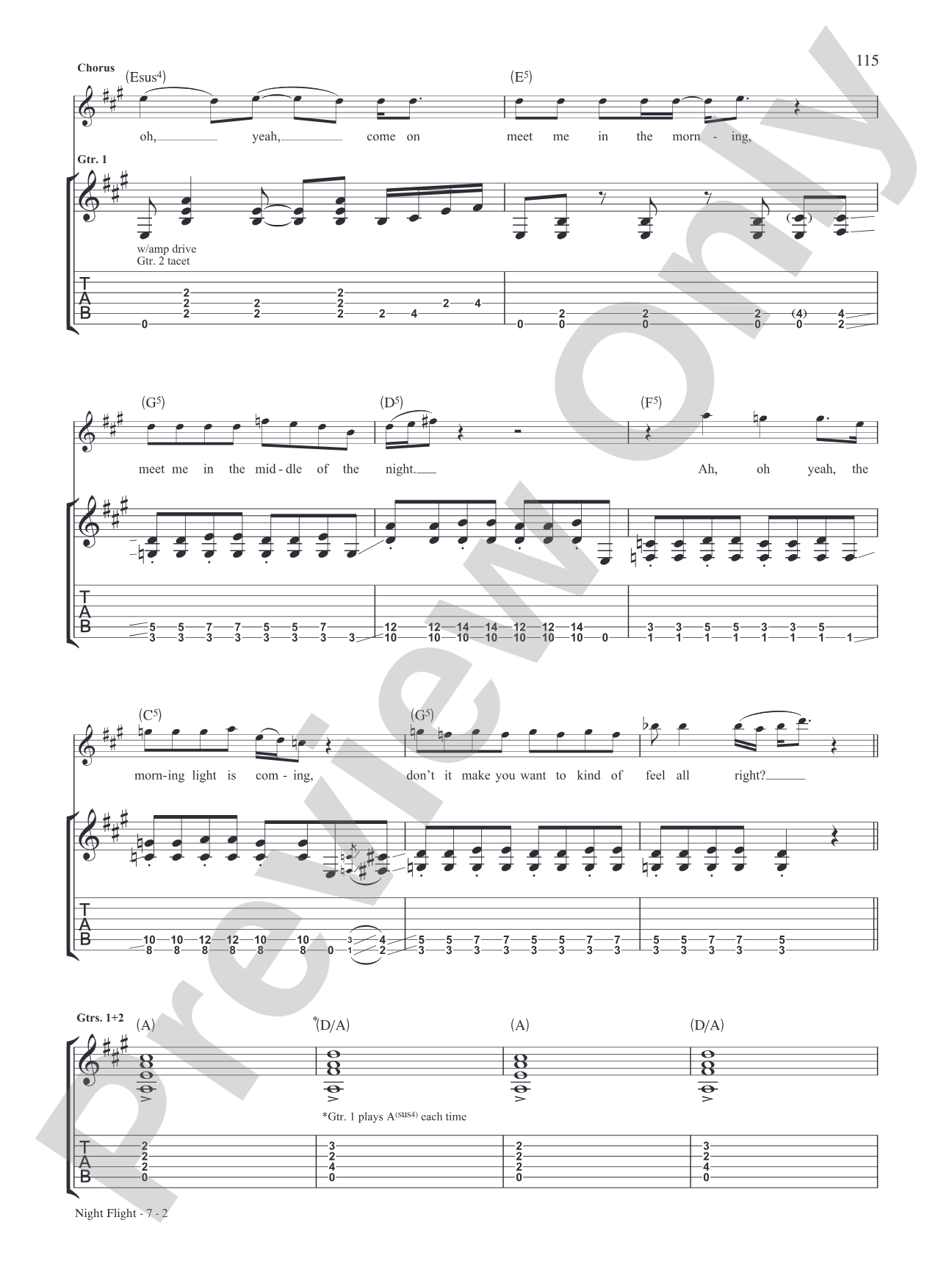 Night Flight: Authentic Guitar TAB