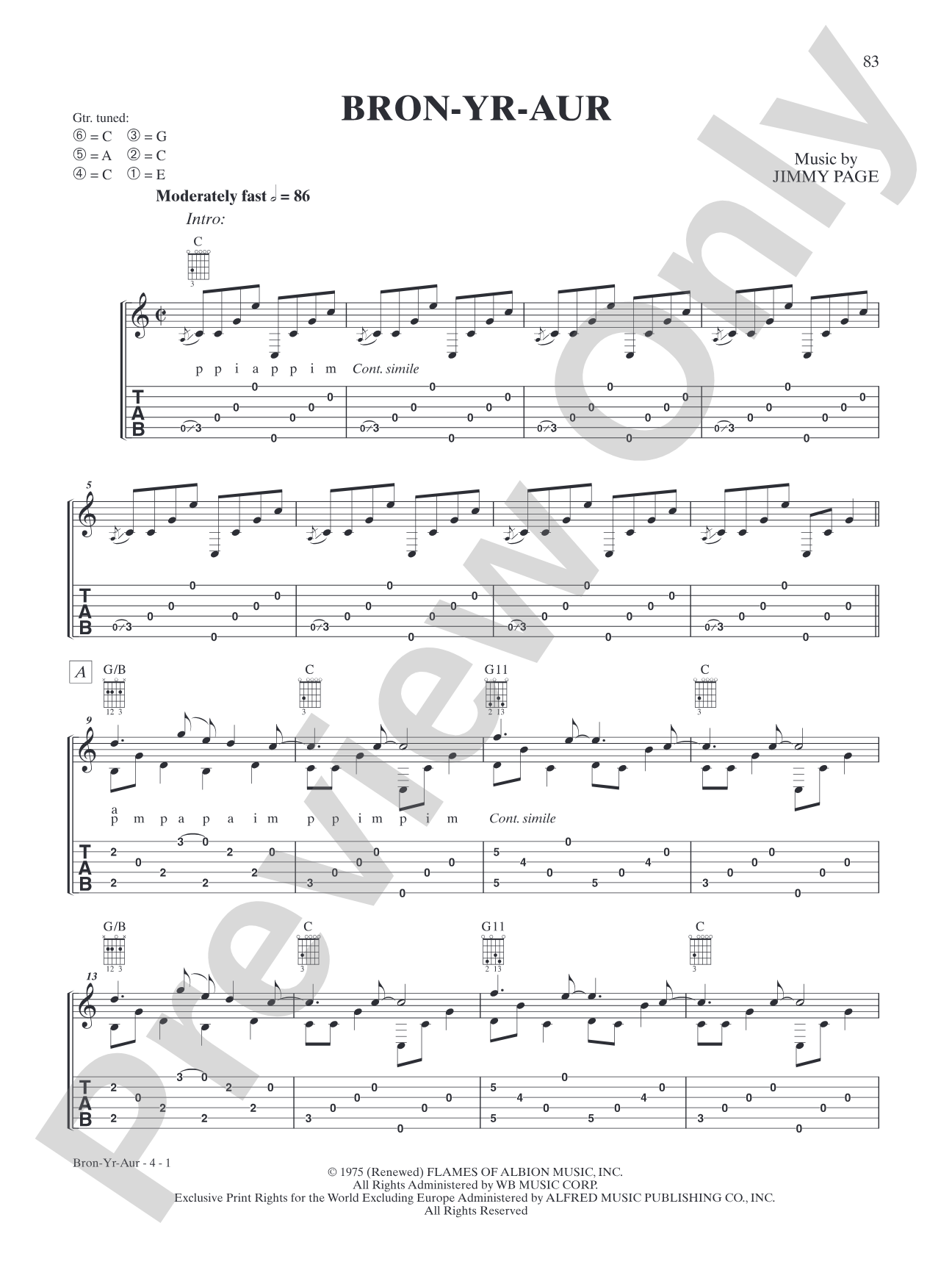 Bron-Yr-Aur: Authentic Guitar TAB