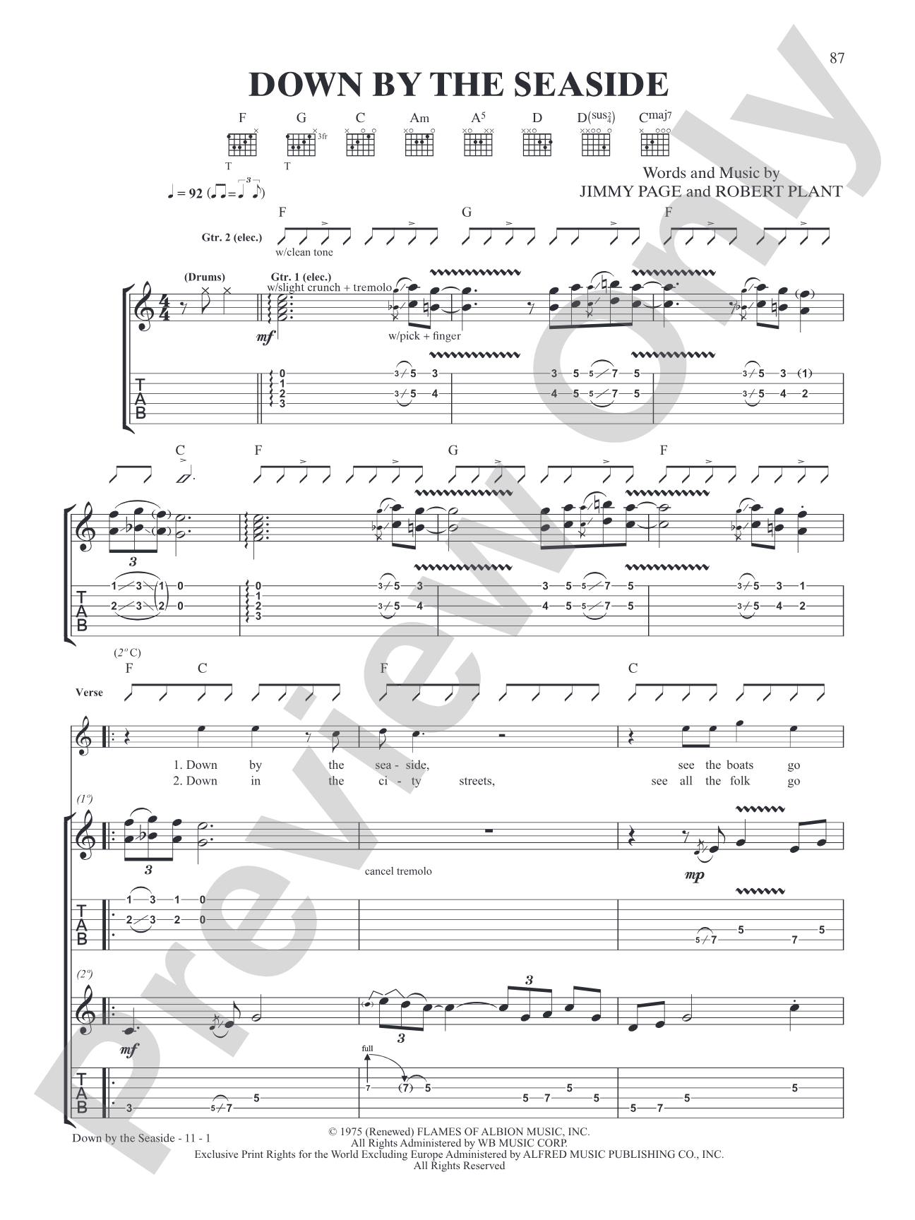 Down by the Seaside: Authentic Guitar TAB