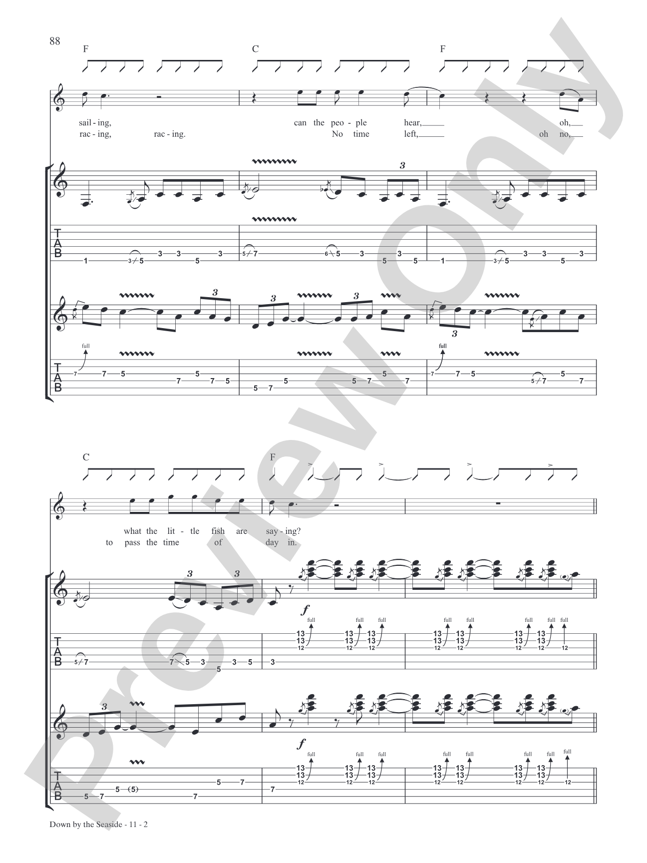 Down by the Seaside: Authentic Guitar TAB