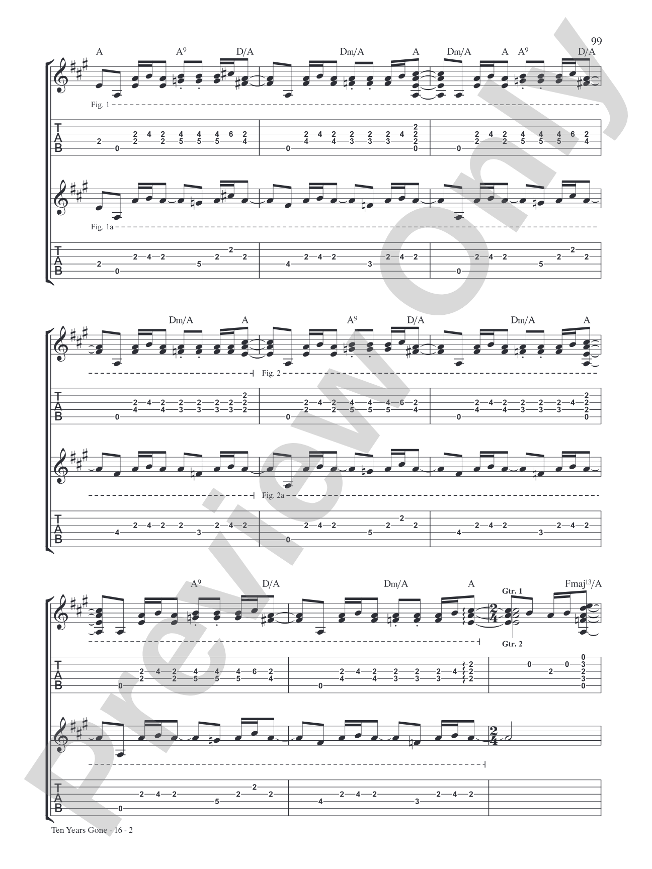 Ten Years Gone: Authentic Guitar TAB