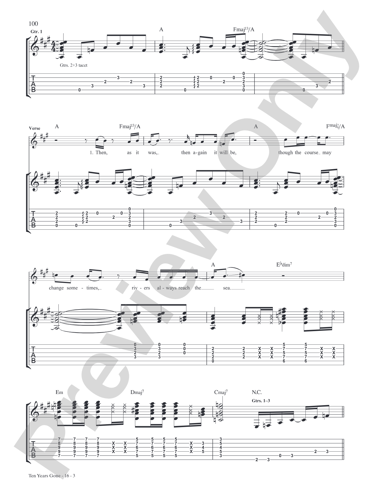 Ten Years Gone: Authentic Guitar TAB