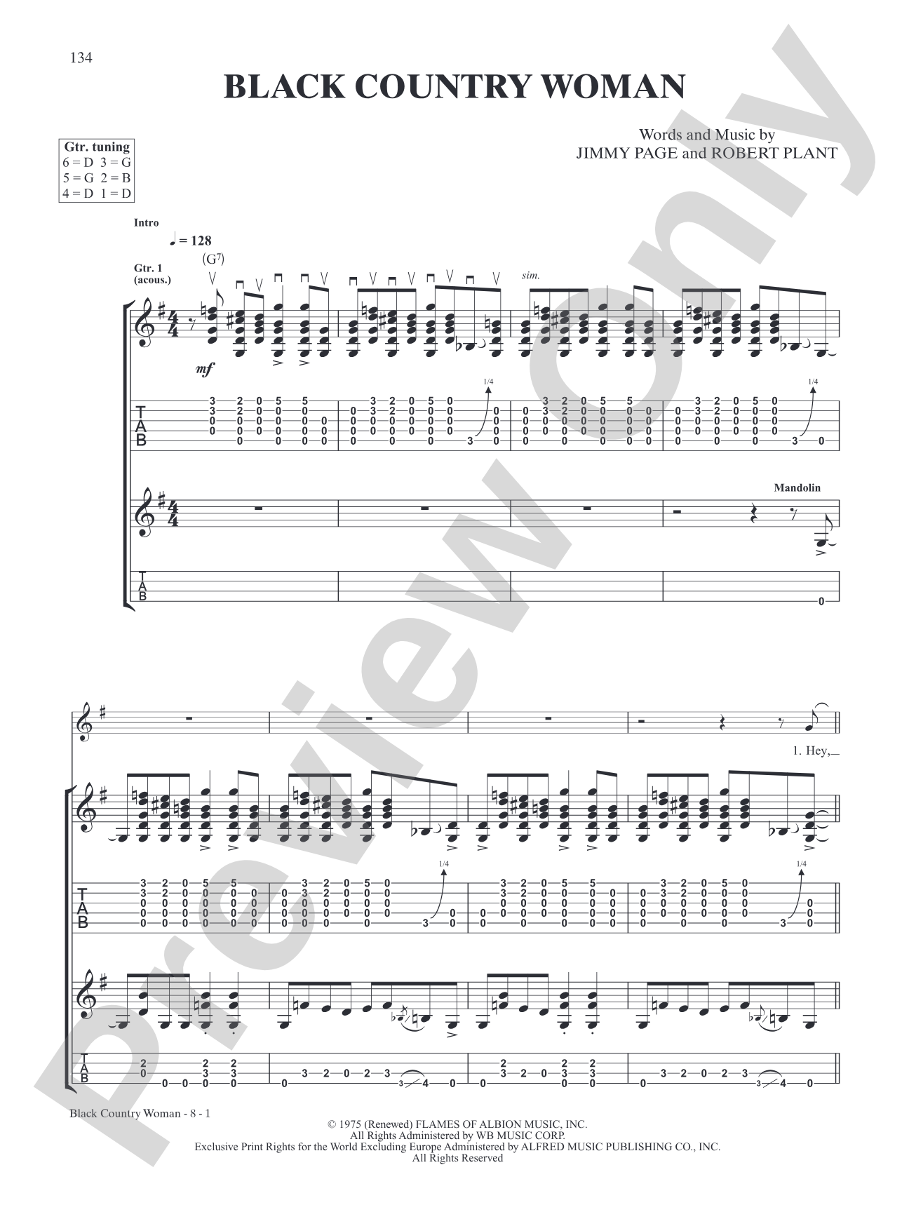 Black Country Woman: Authentic Guitar TAB