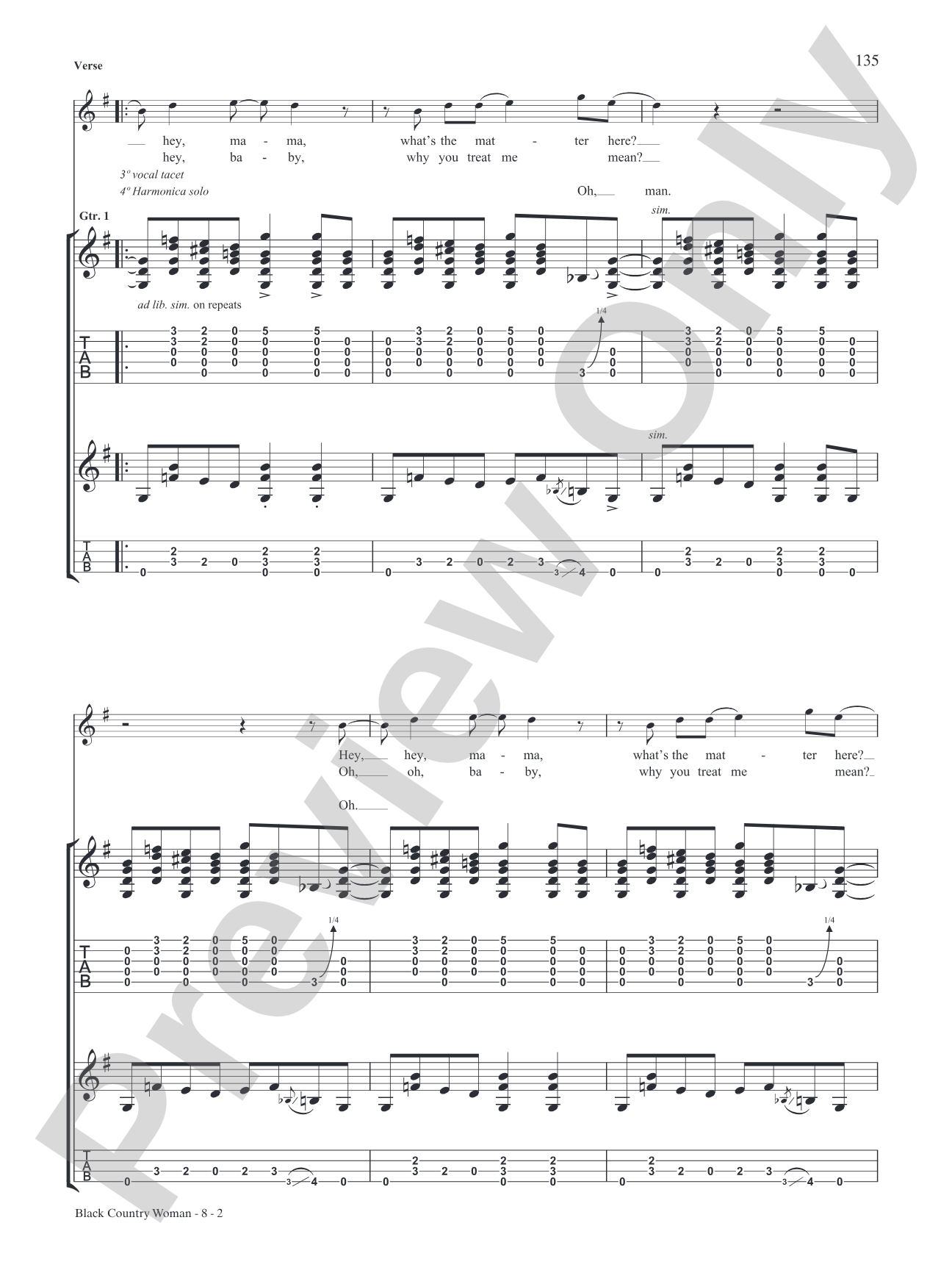 Black Country Woman: Authentic Guitar TAB