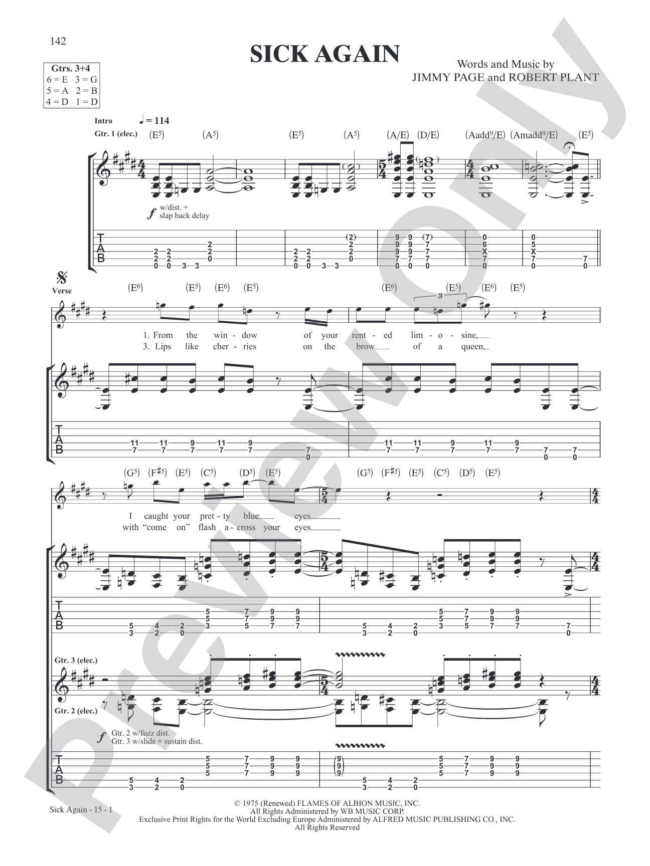 Sick Again: Authentic Guitar TAB