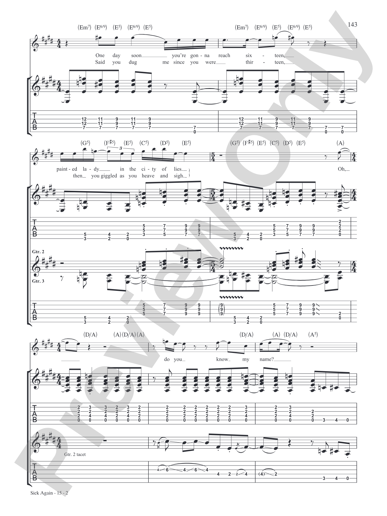 Sick Again: Authentic Guitar TAB