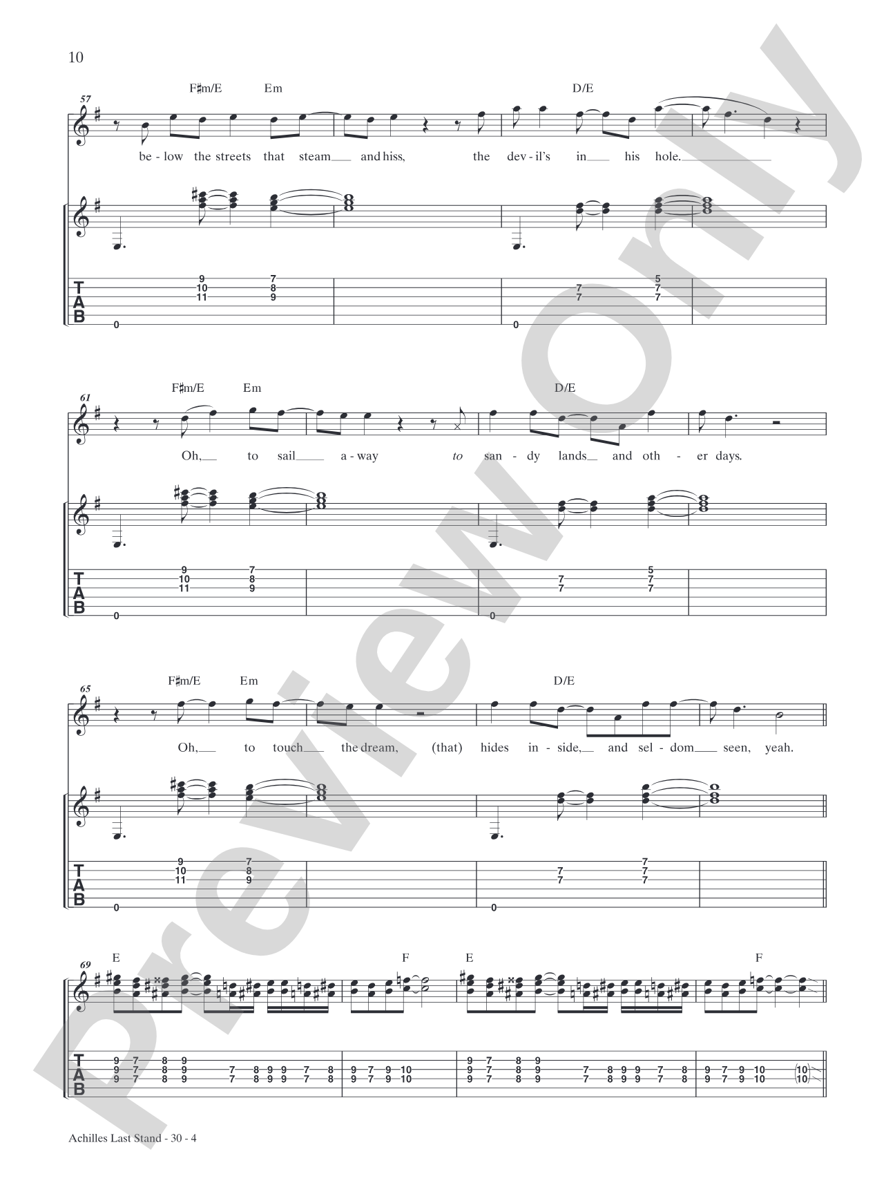 Achilles Last Stand: Authentic Guitar TAB