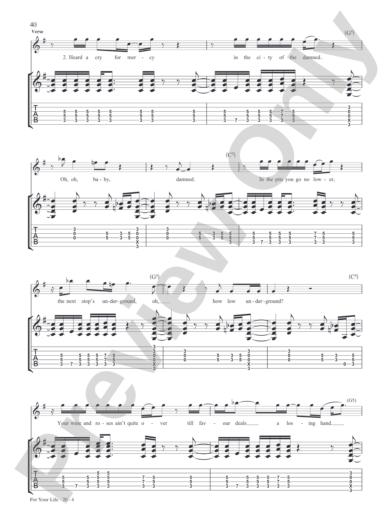 For Your Life: Authentic Guitar TAB