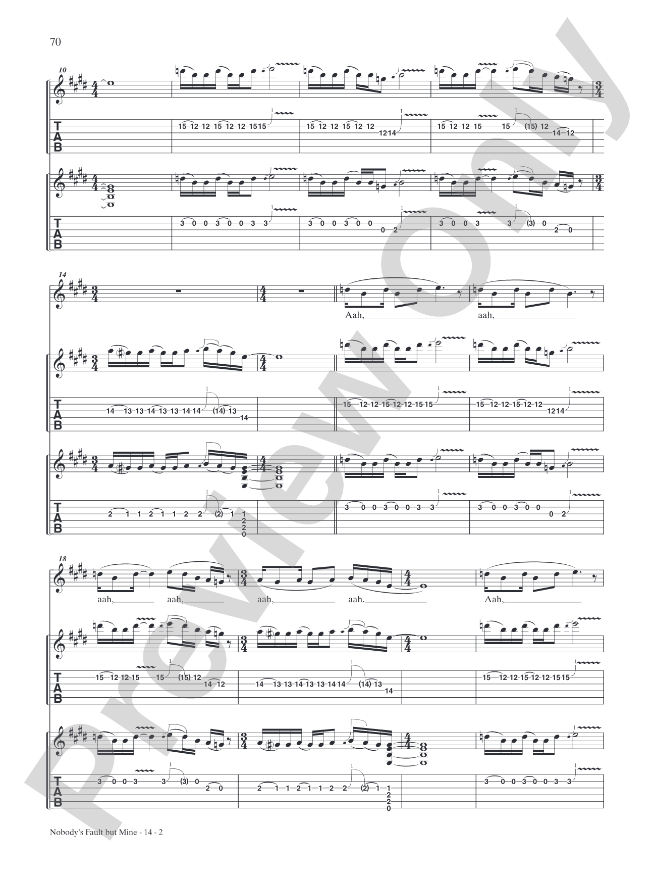 Nobody's Fault but Mine: Authentic Guitar TAB