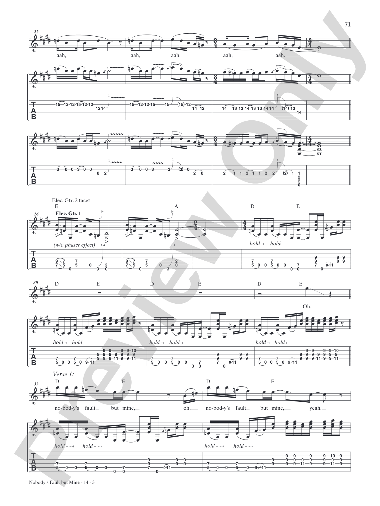 Nobody's Fault but Mine: Authentic Guitar TAB