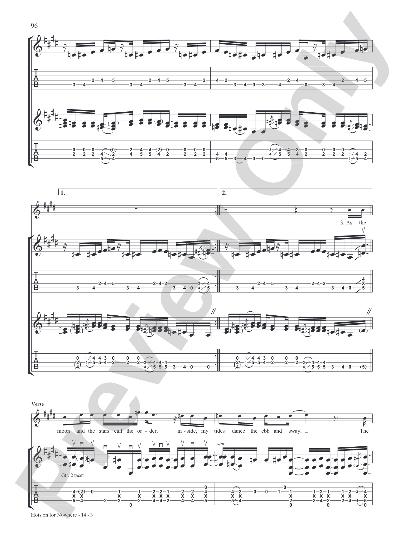 Hots On for Nowhere: Authentic Guitar TAB