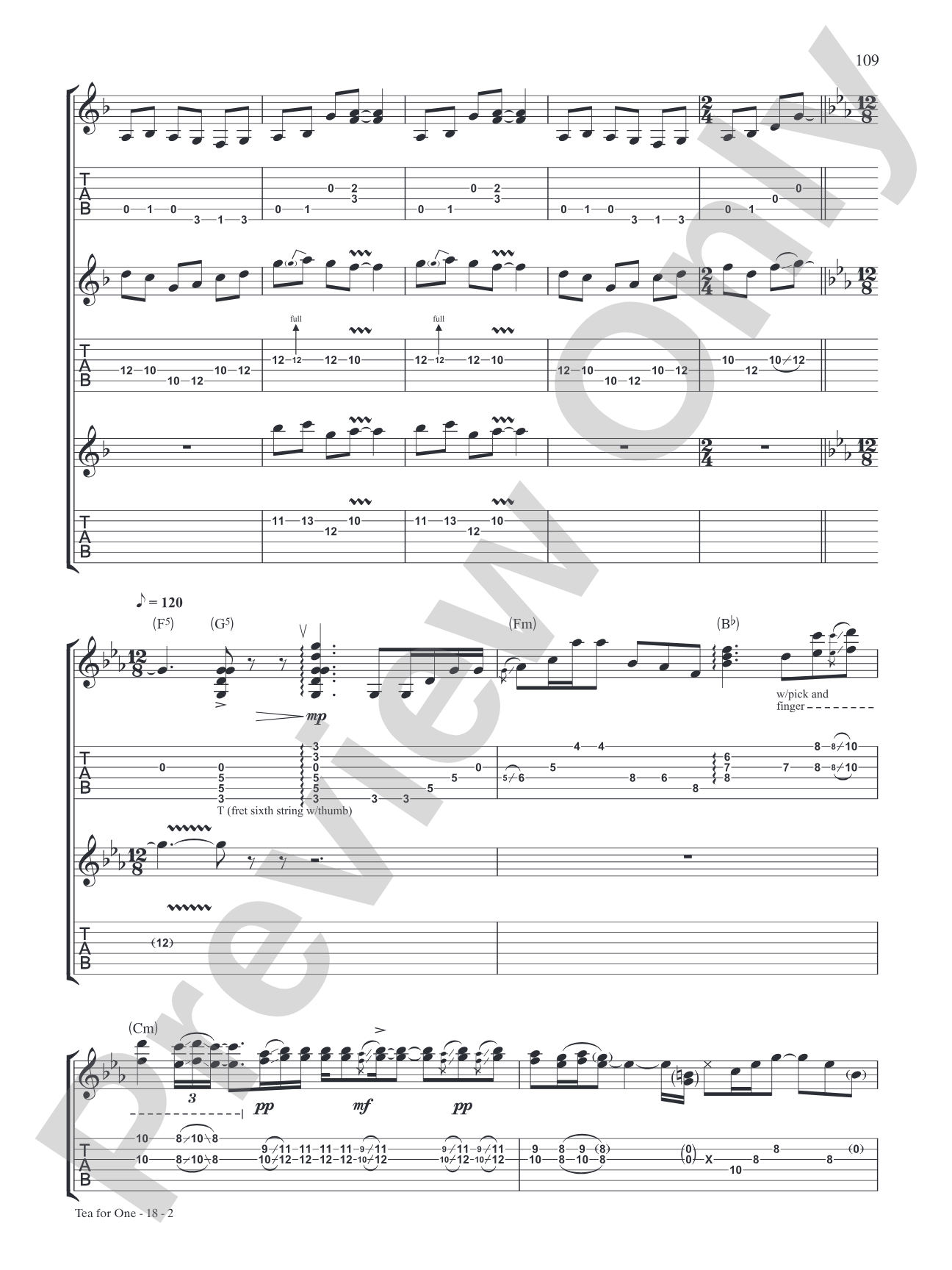 Tea for One: Authentic Guitar TAB