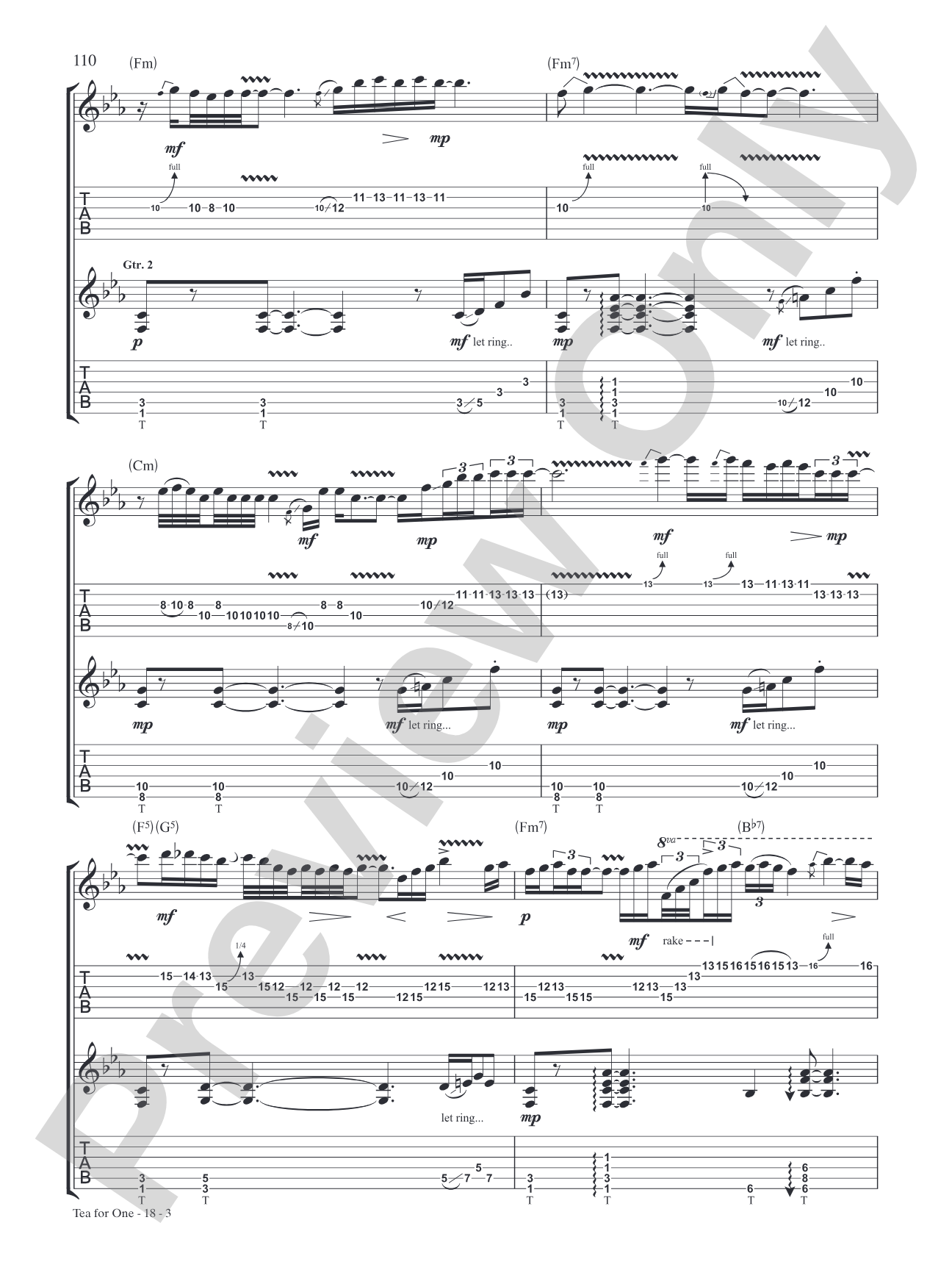 Tea for One: Authentic Guitar TAB