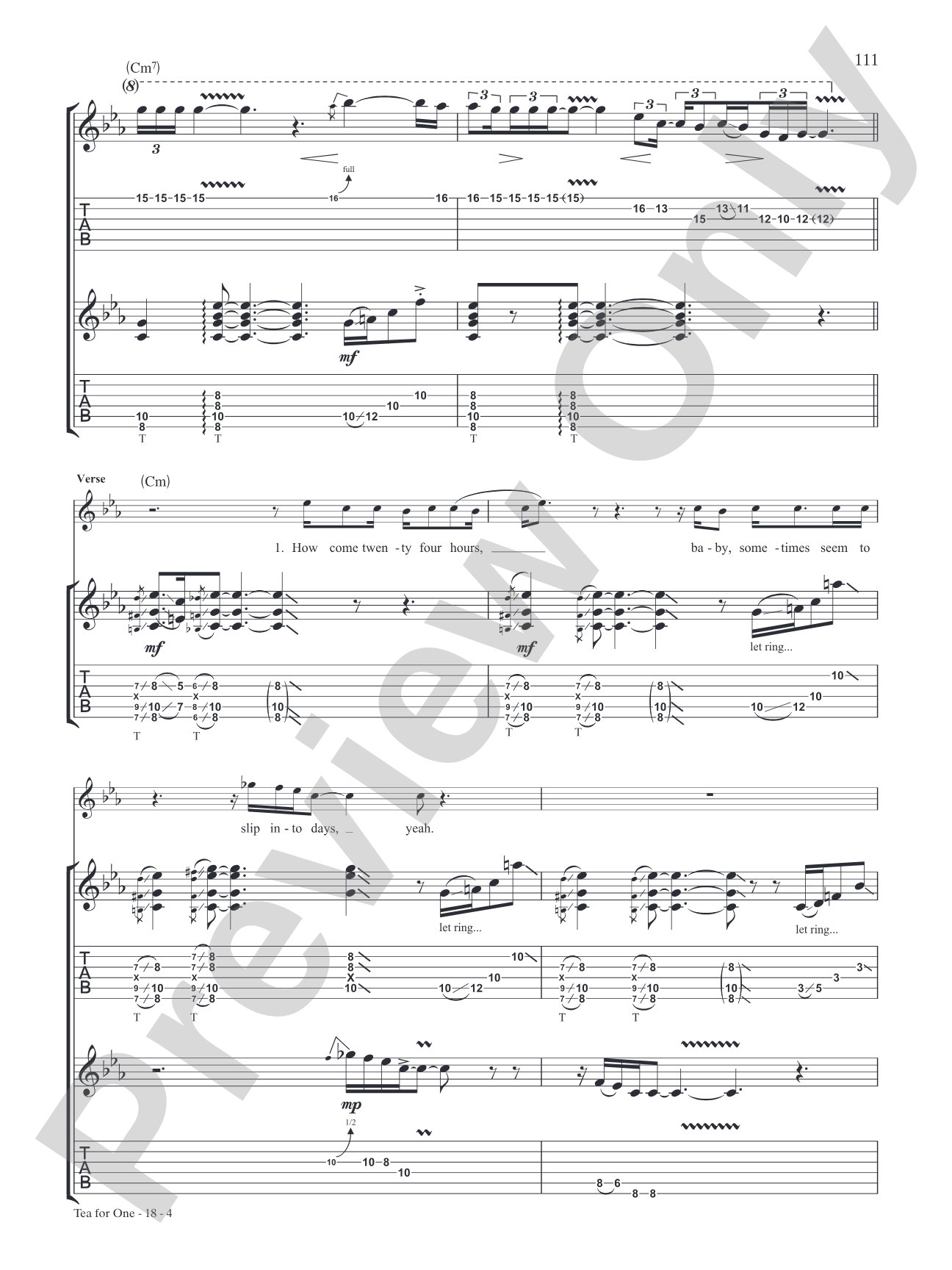 Tea for One: Authentic Guitar TAB