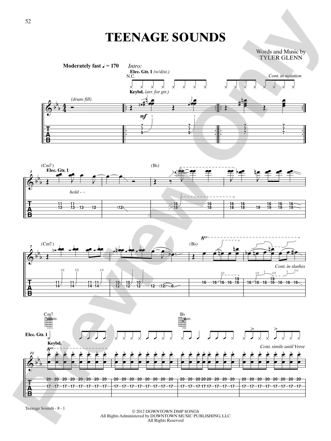 Teenage Sounds: Guitar TAB