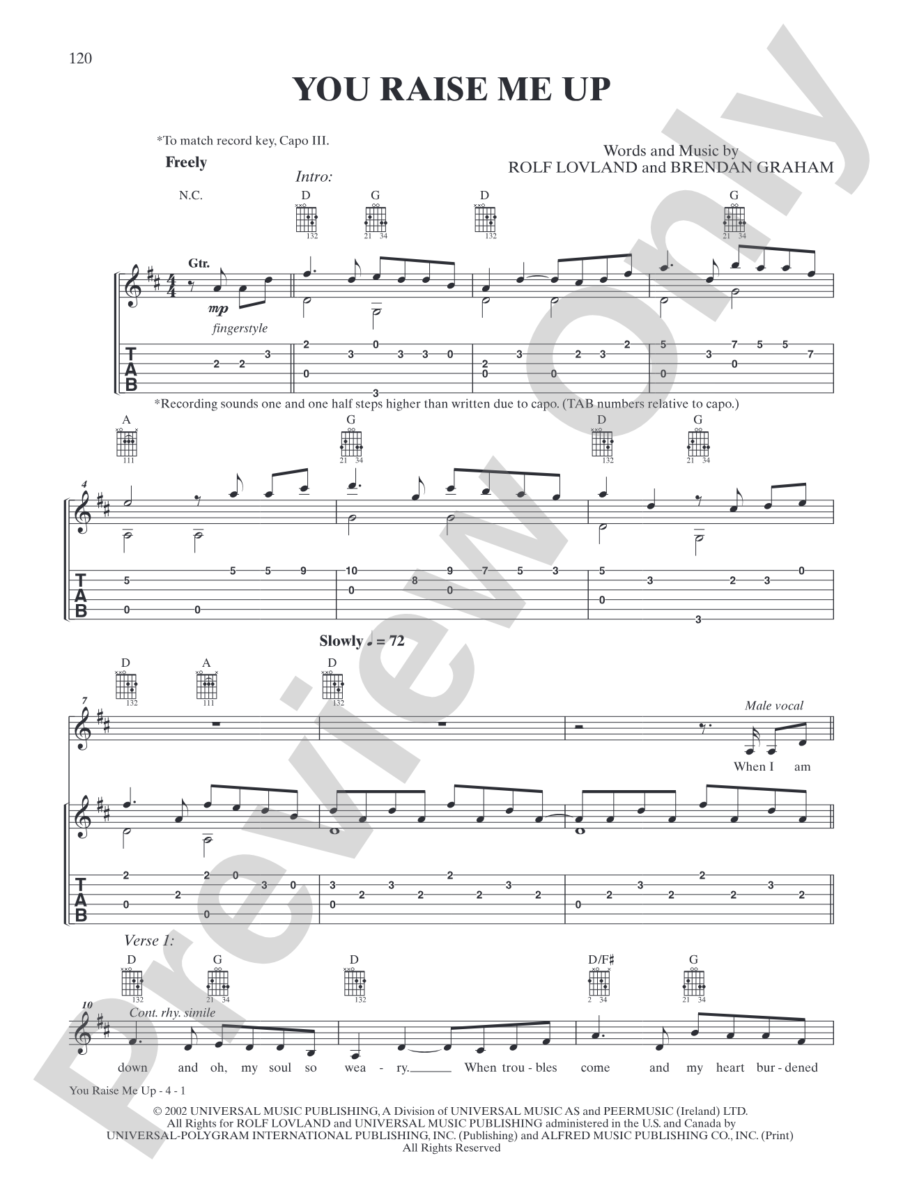 You Raise Me Up: Solo Guitar