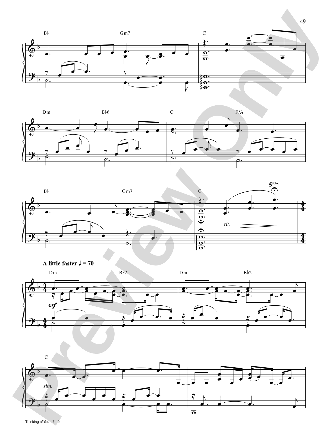 Thinking of You: Piano/Vocal/Chords