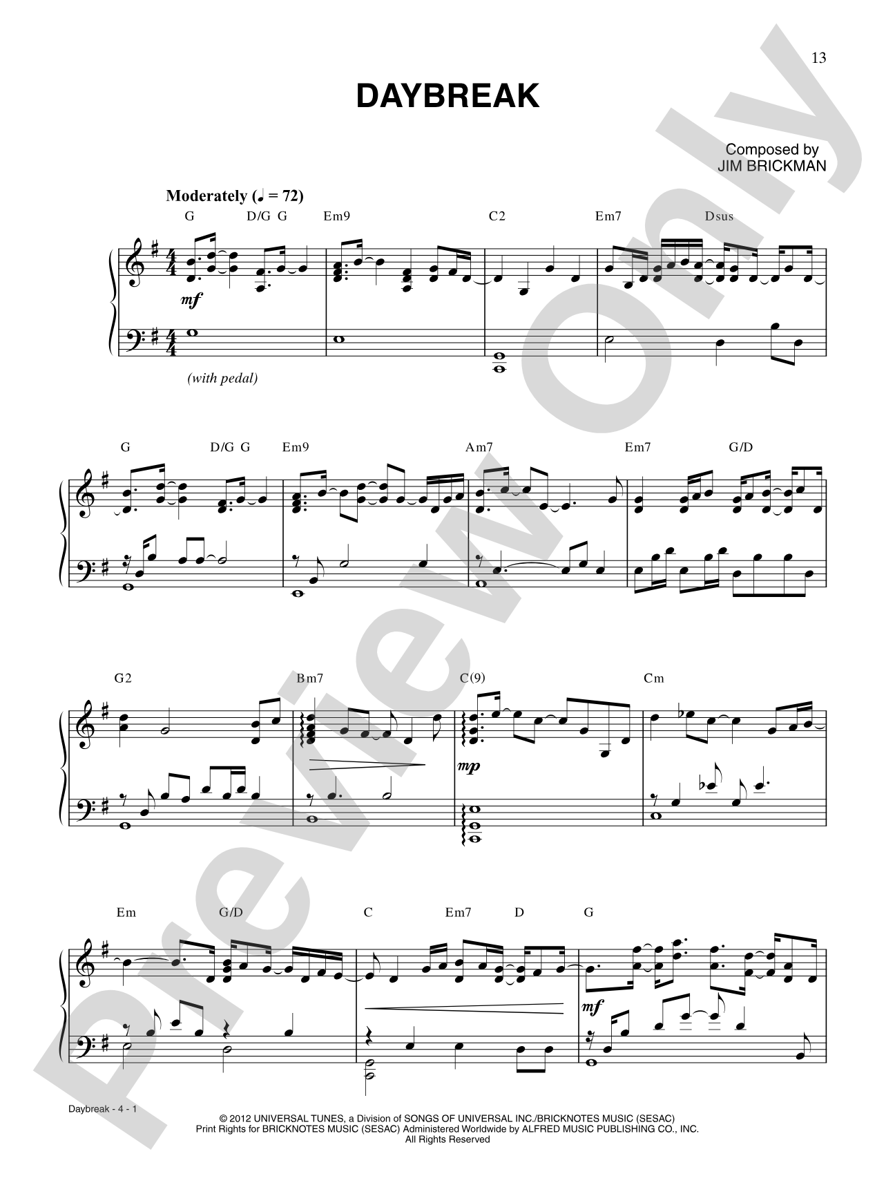 Daybreak: Piano/Vocal/Chords