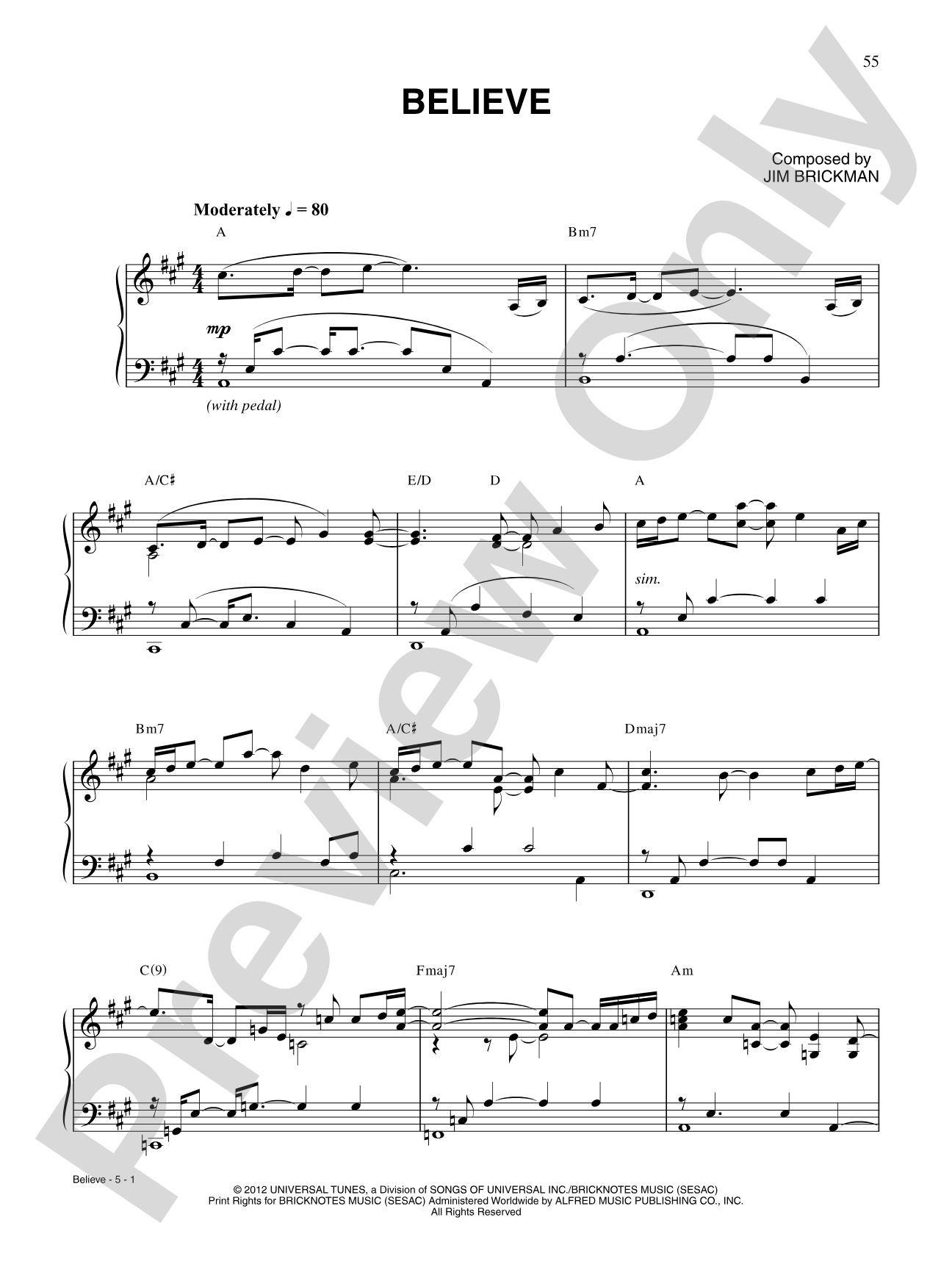 Believe: Piano/Vocal/Chords
