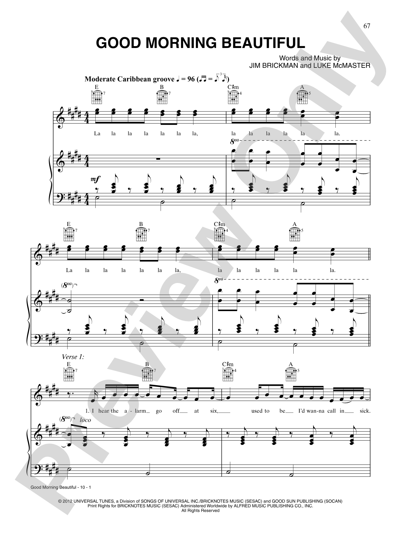Good Morning Beautiful: Piano/Vocal/Chords