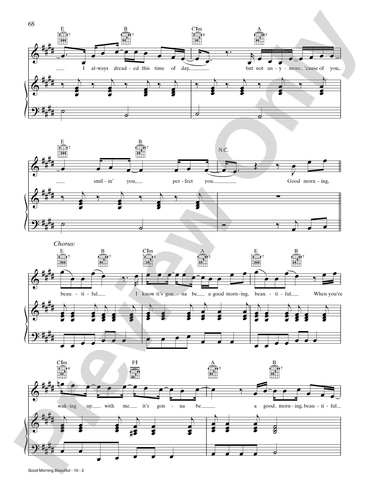 Good Morning Beautiful: Piano/Vocal/Chords