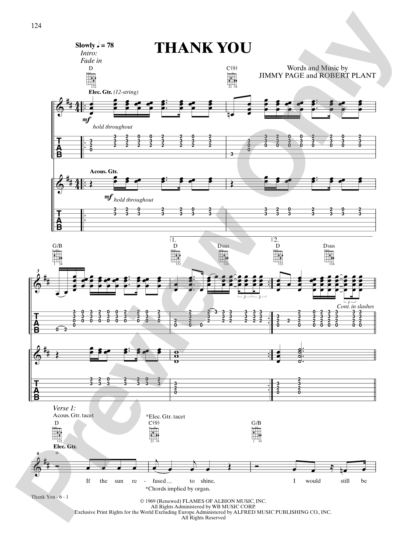 Thank You: Guitar TAB