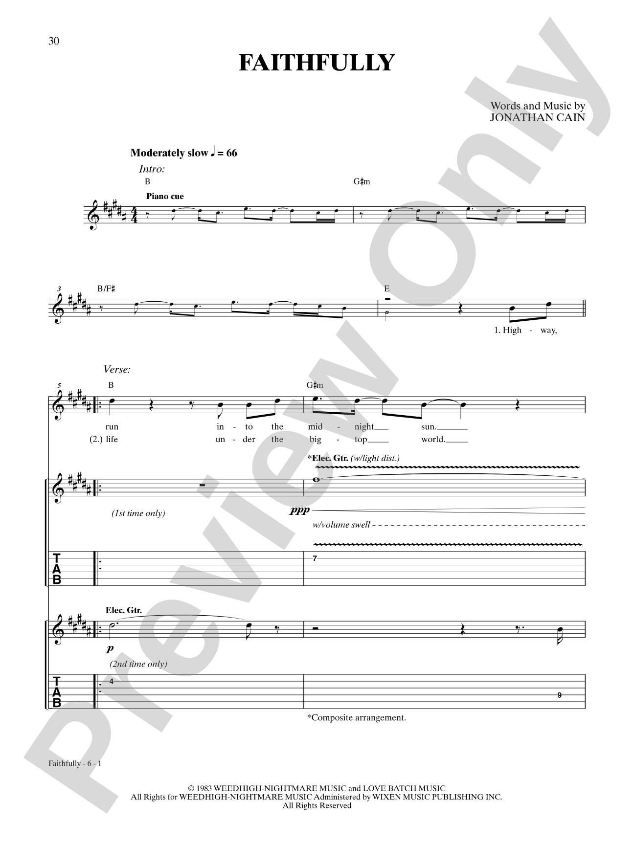 Faithfully: Guitar TAB
