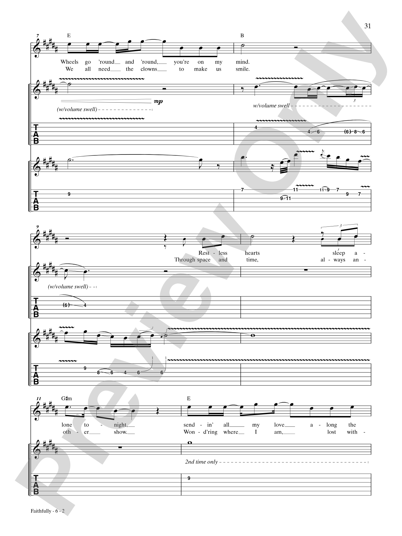 Faithfully: Guitar TAB