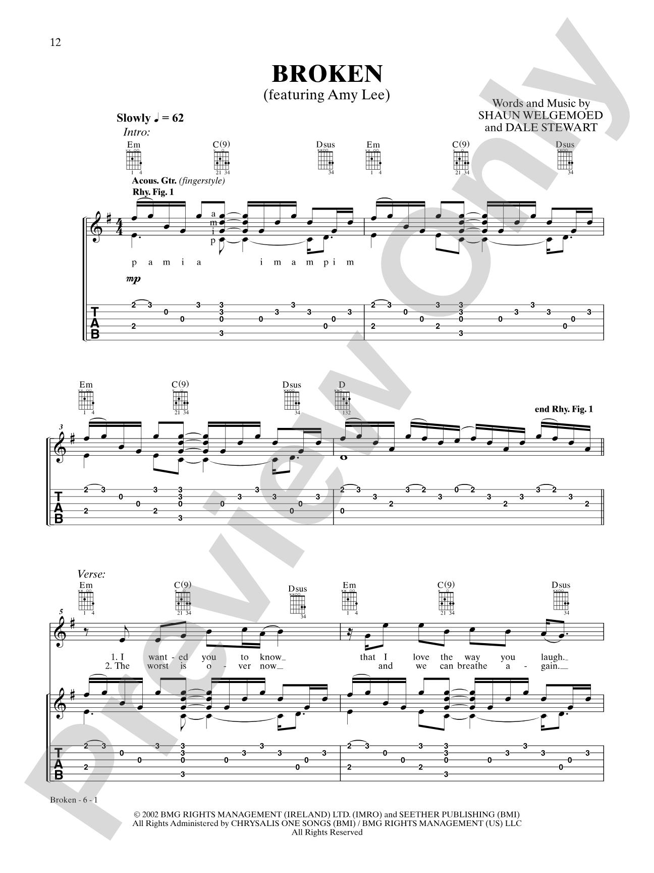 Broken: Guitar TAB