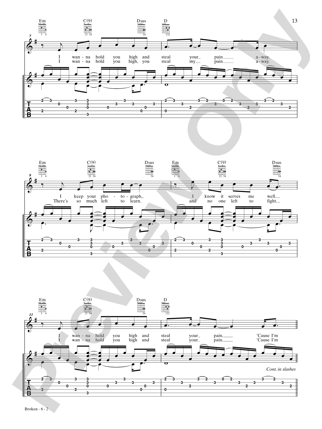 Broken: Guitar TAB