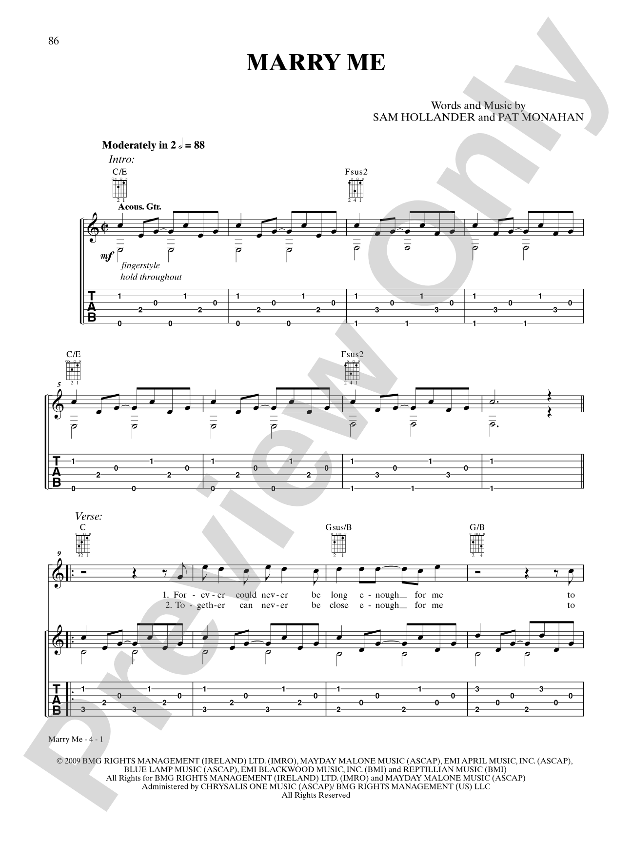 Marry Me: Guitar TAB