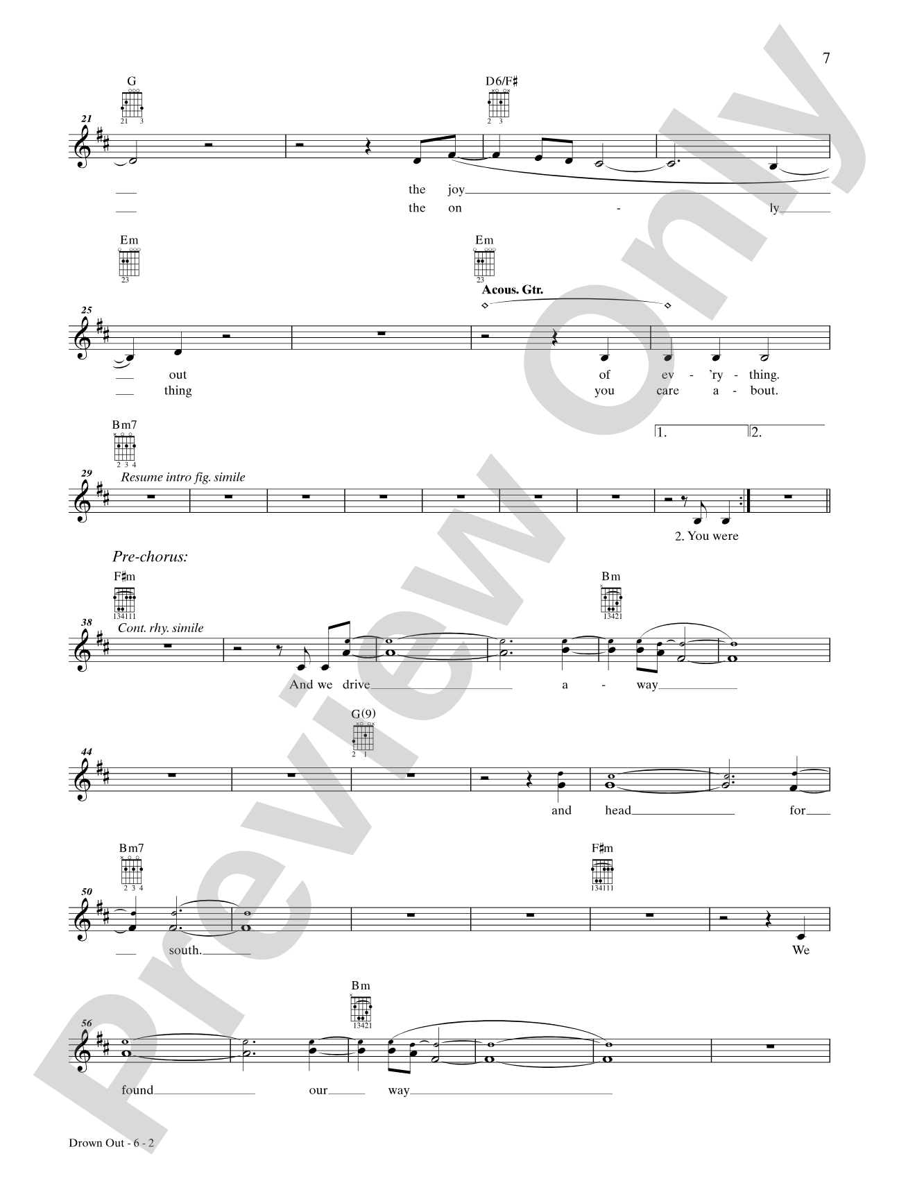 Drown Out: Guitar TAB