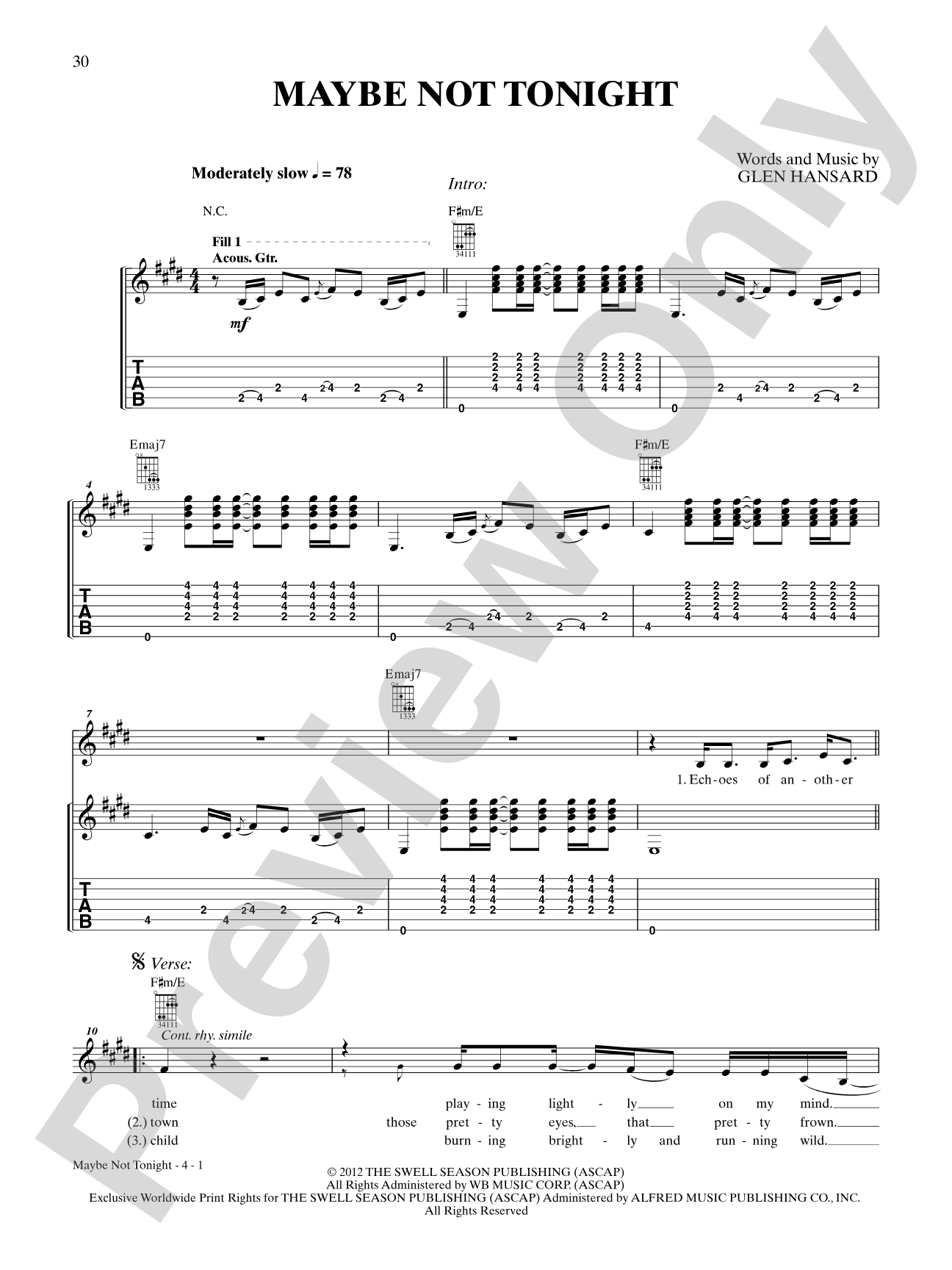 Maybe Not Tonight: Guitar TAB