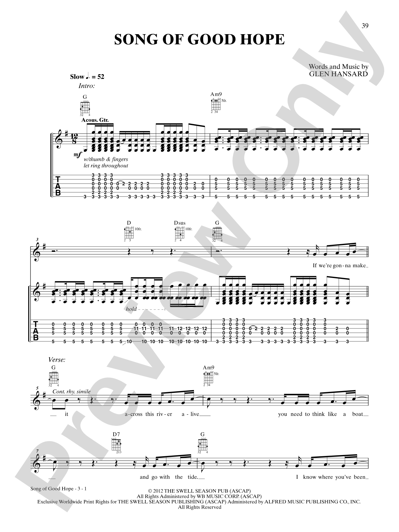 Song of Good Hope: Guitar TAB